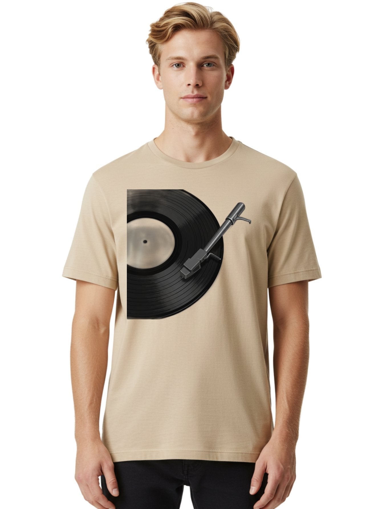 Vinyl-Record Men'S Graphic Tee, 100% Cotton, Comfortable Casual Summer Wear, Machine Washable, Vinyl Record, Record Player, Turntable, Music Equipment, Dj Setup, Audio Technology, Analog Sound, Music Listening Bad905 29