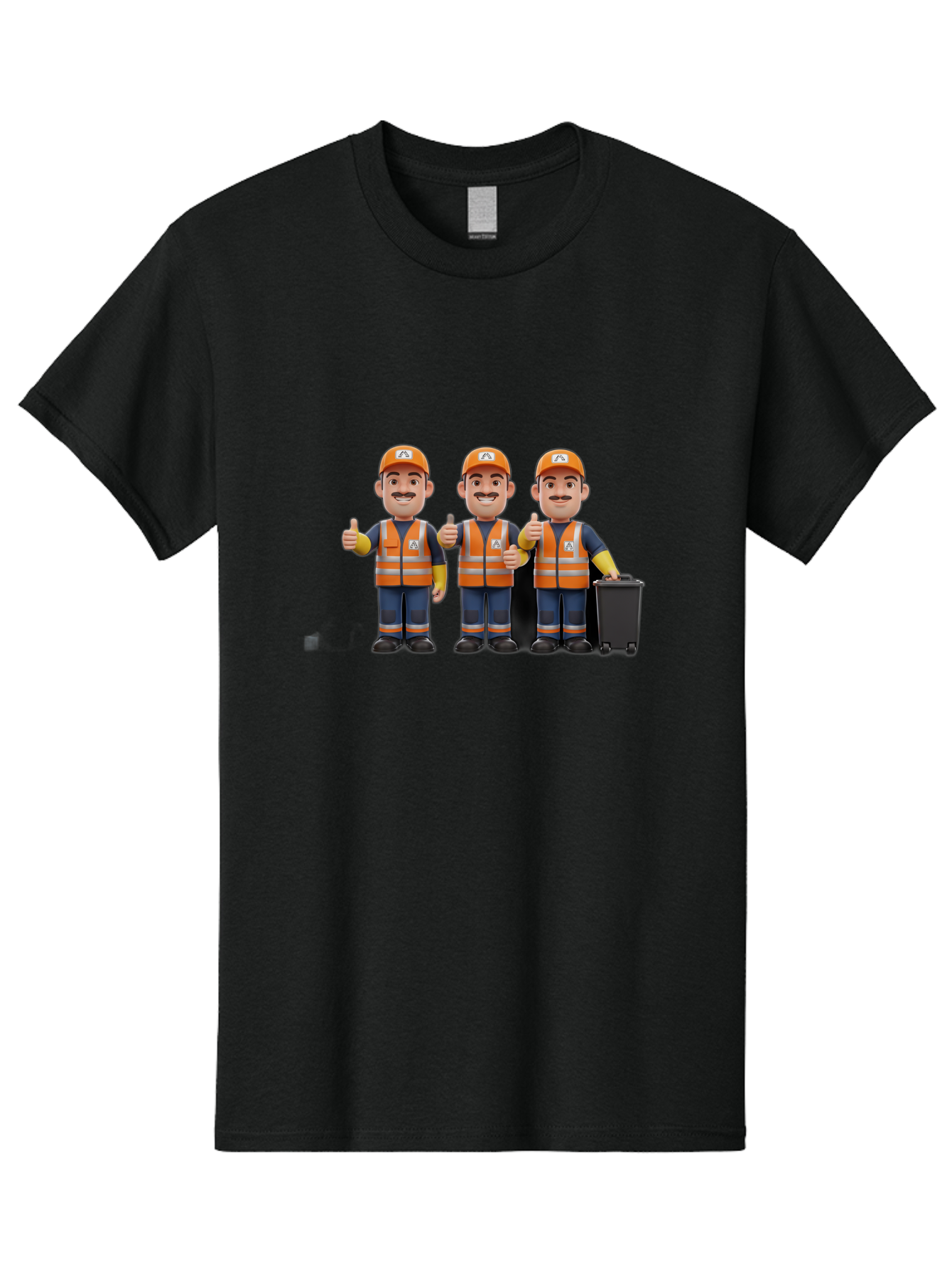 Waste-Management-Workers Men'S Graphic Tee, 100% Cotton, Comfortable Casual Summer Wear, Machine Washable, 3D Illustration, Waste Management Workers, Thumbs Up, Orange Safety Vests, Black Trash Bin, Customer Satisfaction, Bad908 6