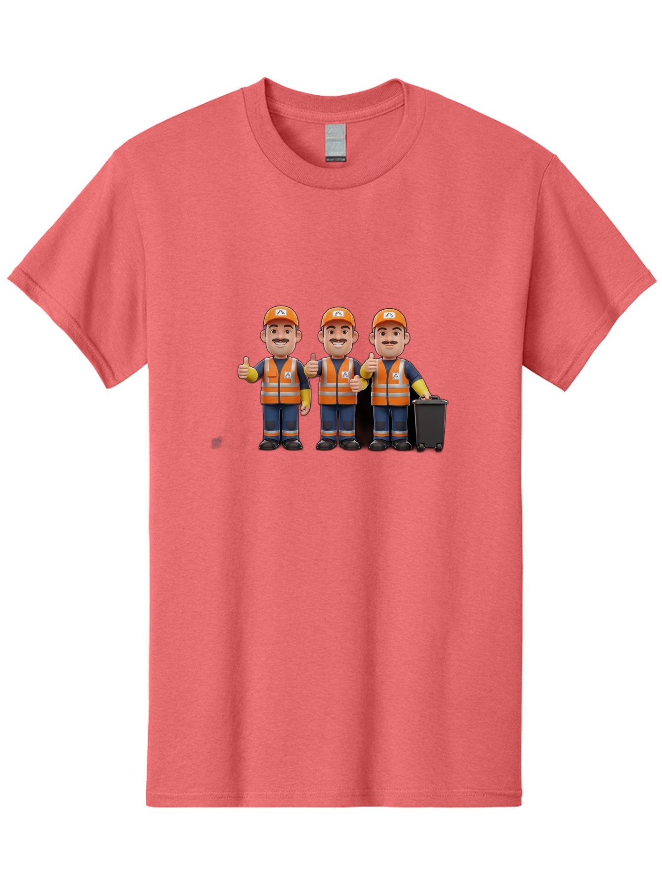 Waste-Management-Workers Men'S Graphic Tee, 100% Cotton, Comfortable Casual Summer Wear, Machine Washable, 3D Illustration, Waste Management Workers, Thumbs Up, Orange Safety Vests, Black Trash Bin, Customer Satisfaction, Bad908 11