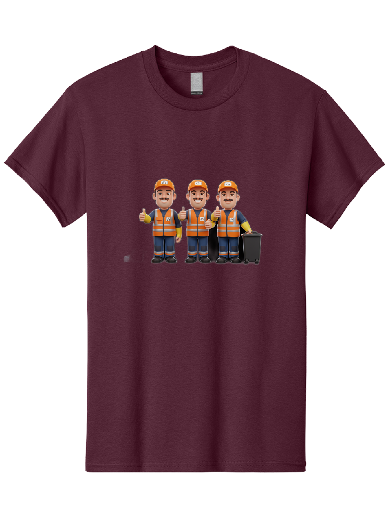 Waste-Management-Workers Men'S Graphic Tee, 100% Cotton, Comfortable Casual Summer Wear, Machine Washable, 3D Illustration, Waste Management Workers, Thumbs Up, Orange Safety Vests, Black Trash Bin, Customer Satisfaction, Bad908 8