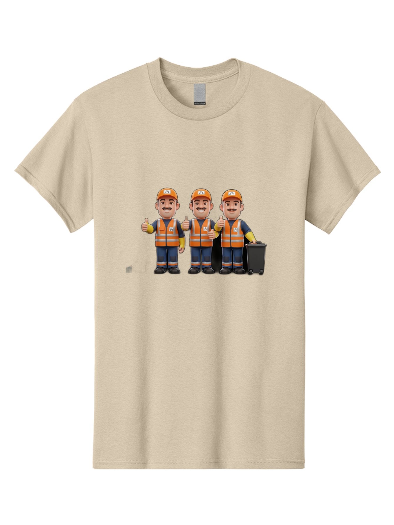 Waste-Management-Workers Men'S Graphic Tee, 100% Cotton, Comfortable Casual Summer Wear, Machine Washable, 3D Illustration, Waste Management Workers, Thumbs Up, Orange Safety Vests, Black Trash Bin, Customer Satisfaction, Bad908 6