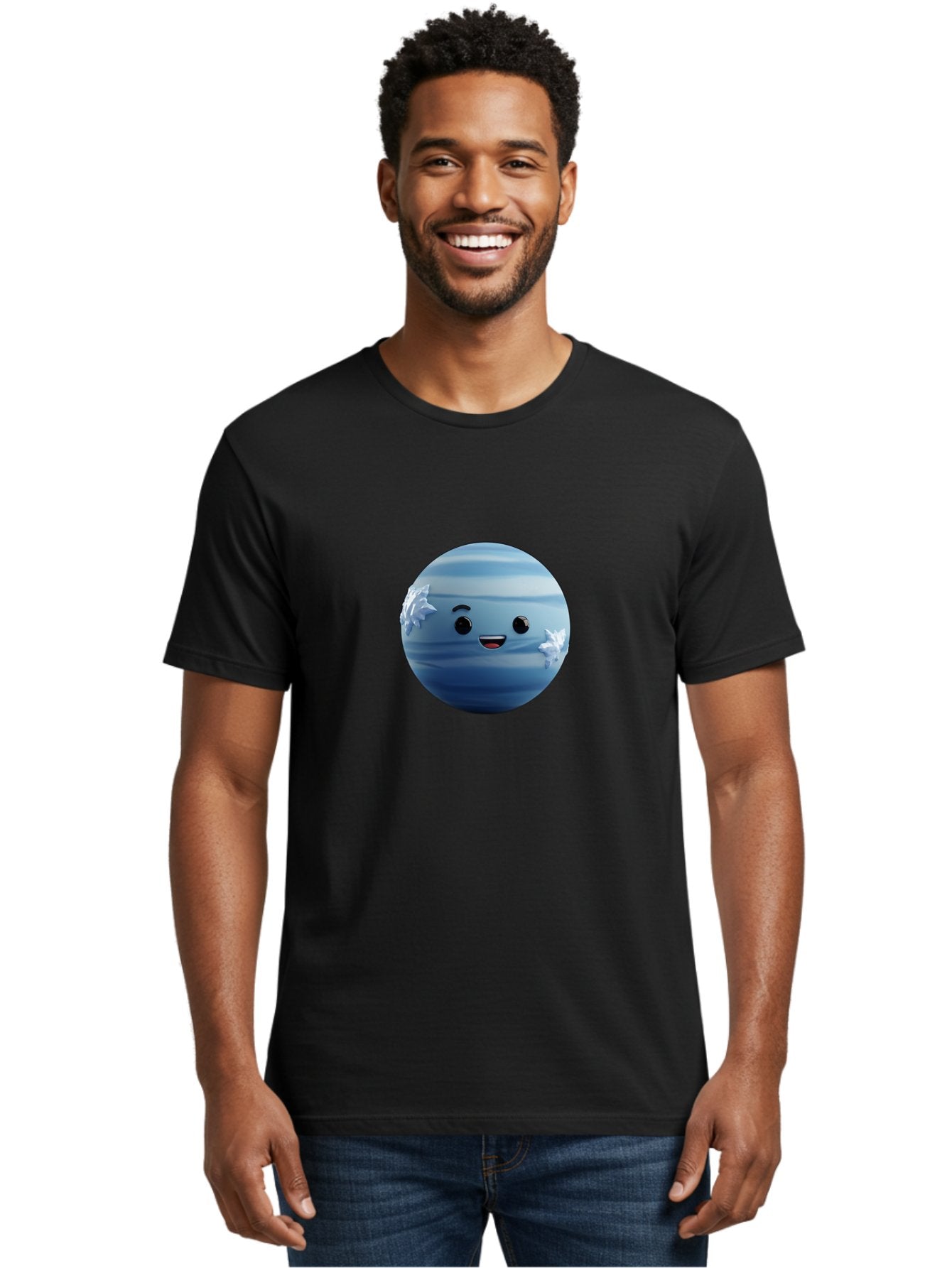 Water-Emoji Men'S Graphic Tee, 100% Cotton, Comfortable Casual Summer Wear, Machine Washable, Blue Water Droplet, Smiling Face, Cartoon Character, Cute Emoji, Playful Design, Fun Illustration, Smiling Water, Water Symbol Bad909 24