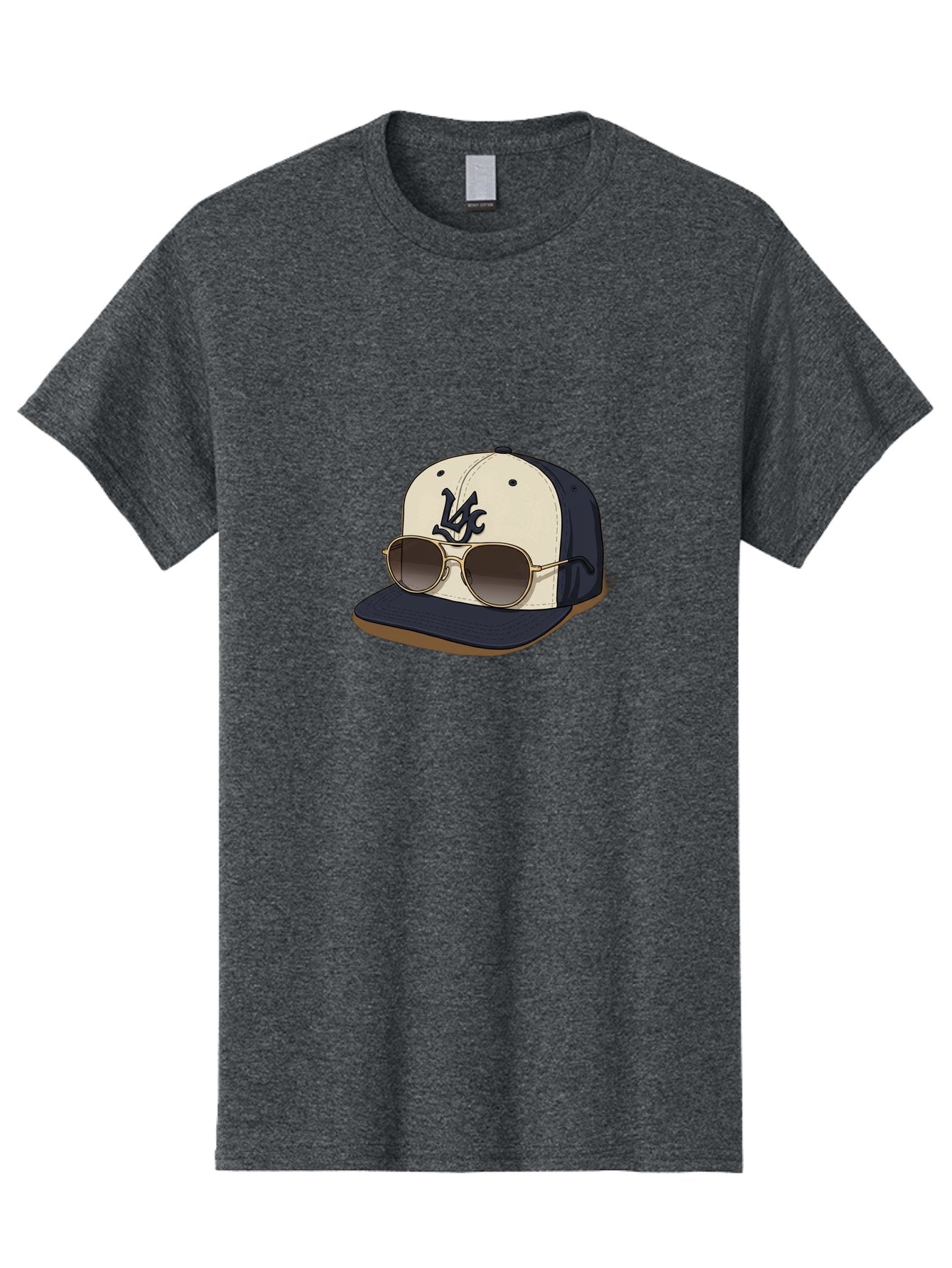 Wfc-Baseball-Cap Men'S Graphic Tee, 100% Cotton, Comfortable Casual Summer Wear, Machine Washable, Baseball Cap, Sunglasses, Gold Frames, Dark Lenses, Navy Blue, White Cap, Vc Logo, Stylish Accessories, Trendy Fashion, Casual Wear Bad911 7