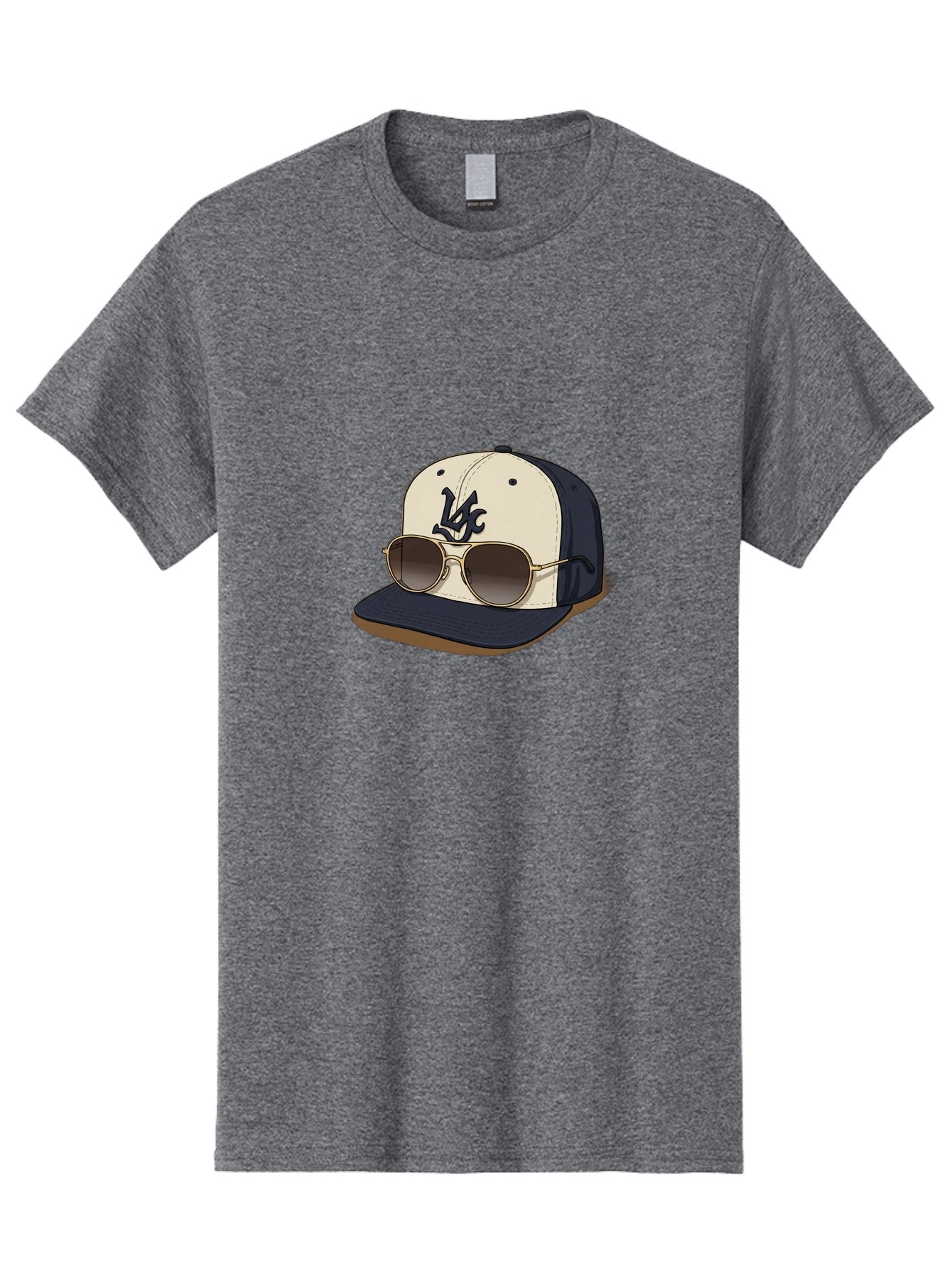 Wfc-Baseball-Cap Men'S Graphic Tee, 100% Cotton, Comfortable Casual Summer Wear, Machine Washable, Baseball Cap, Sunglasses, Gold Frames, Dark Lenses, Navy Blue, White Cap, Vc Logo, Stylish Accessories, Trendy Fashion, Casual Wear Bad911 11