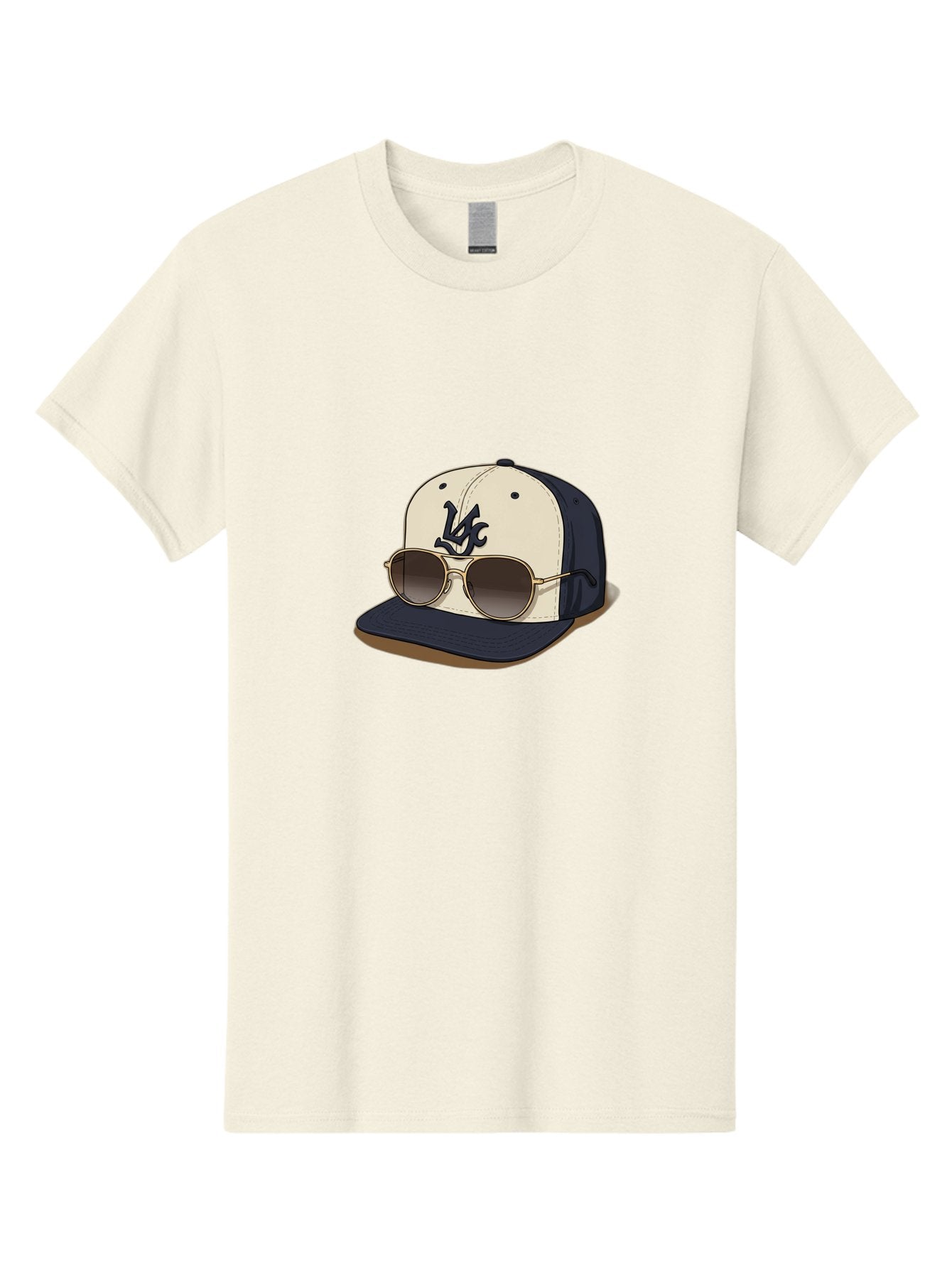 Wfc-Baseball-Cap Men'S Graphic Tee, 100% Cotton, Comfortable Casual Summer Wear, Machine Washable, Baseball Cap, Sunglasses, Gold Frames, Dark Lenses, Navy Blue, White Cap, Vc Logo, Stylish Accessories, Trendy Fashion, Casual Wear Bad911 13