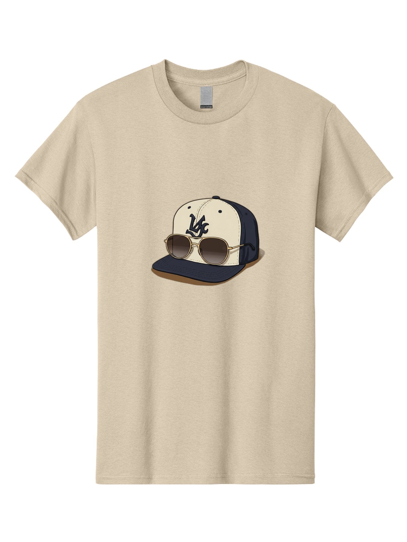 Wfc-Baseball-Cap Men'S Graphic Tee, 100% Cotton, Comfortable Casual Summer Wear, Machine Washable, Baseball Cap, Sunglasses, Gold Frames, Dark Lenses, Navy Blue, White Cap, Vc Logo, Stylish Accessories, Trendy Fashion, Casual Wear Bad911 5