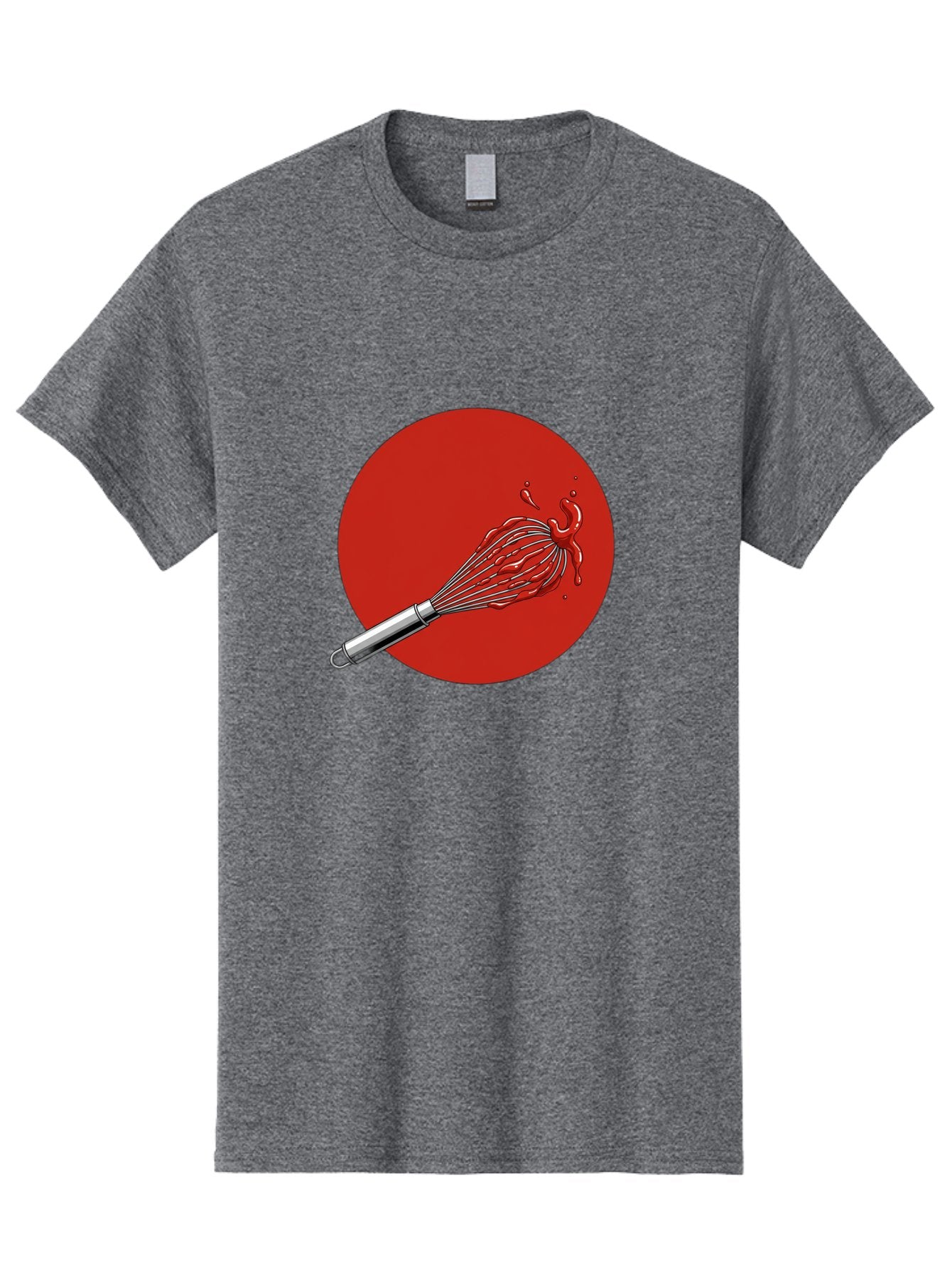 Whisk Men'S Graphic Tee, 100% Cotton, Comfortable Casual Summer Wear, Machine Washable, Kitchen Utensil, Silver Whisk, Cooking Tool, Red Sauce Splatter, Splattered Liquid, Messy Kitchen, Culinary Art Bad913