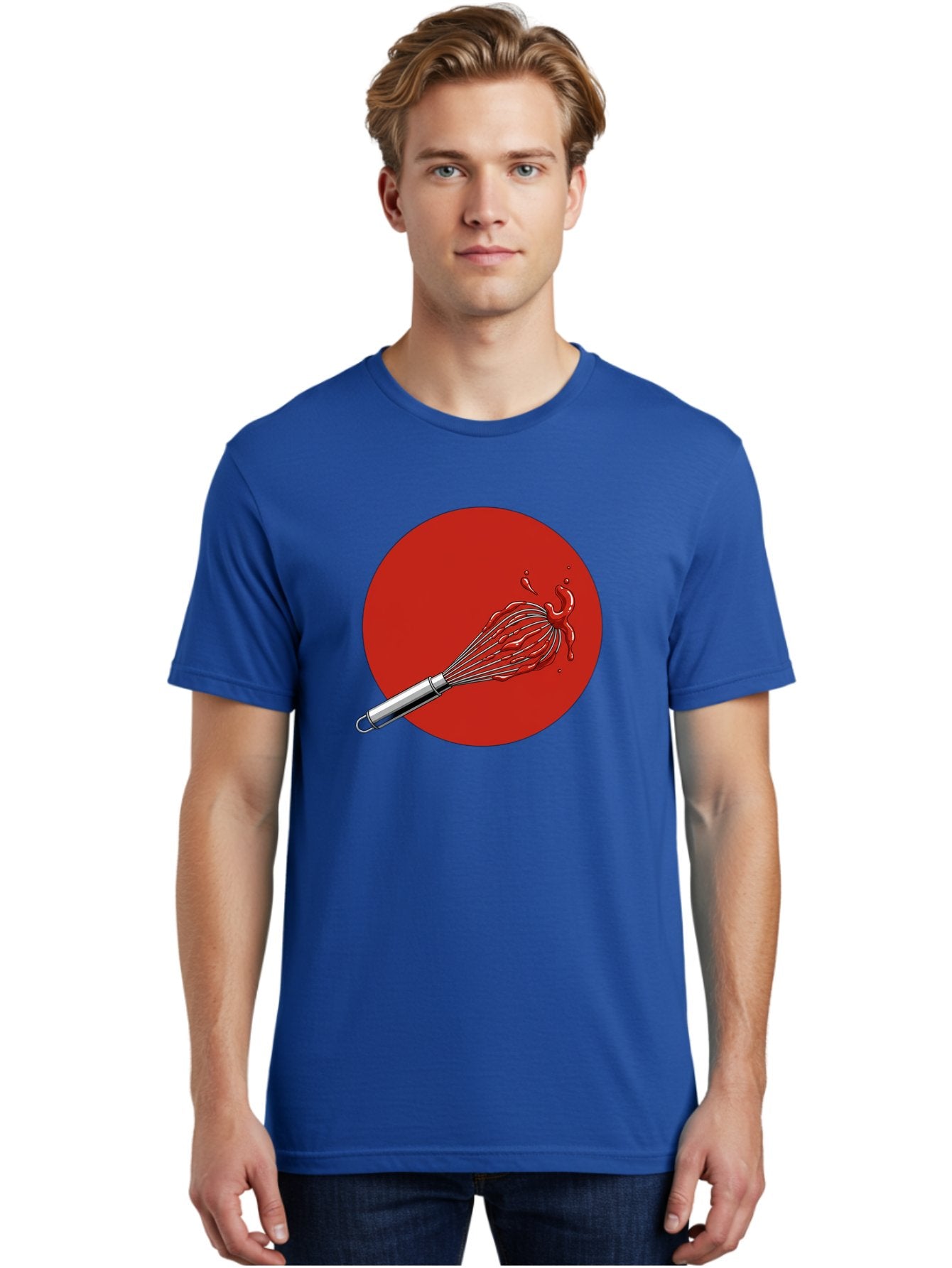 Whisk Men'S Graphic Tee, 100% Cotton, Comfortable Casual Summer Wear, Machine Washable, Kitchen Utensil, Silver Whisk, Cooking Tool, Red Sauce Splatter, Splattered Liquid, Messy Kitchen, Culinary Art Bad913 26