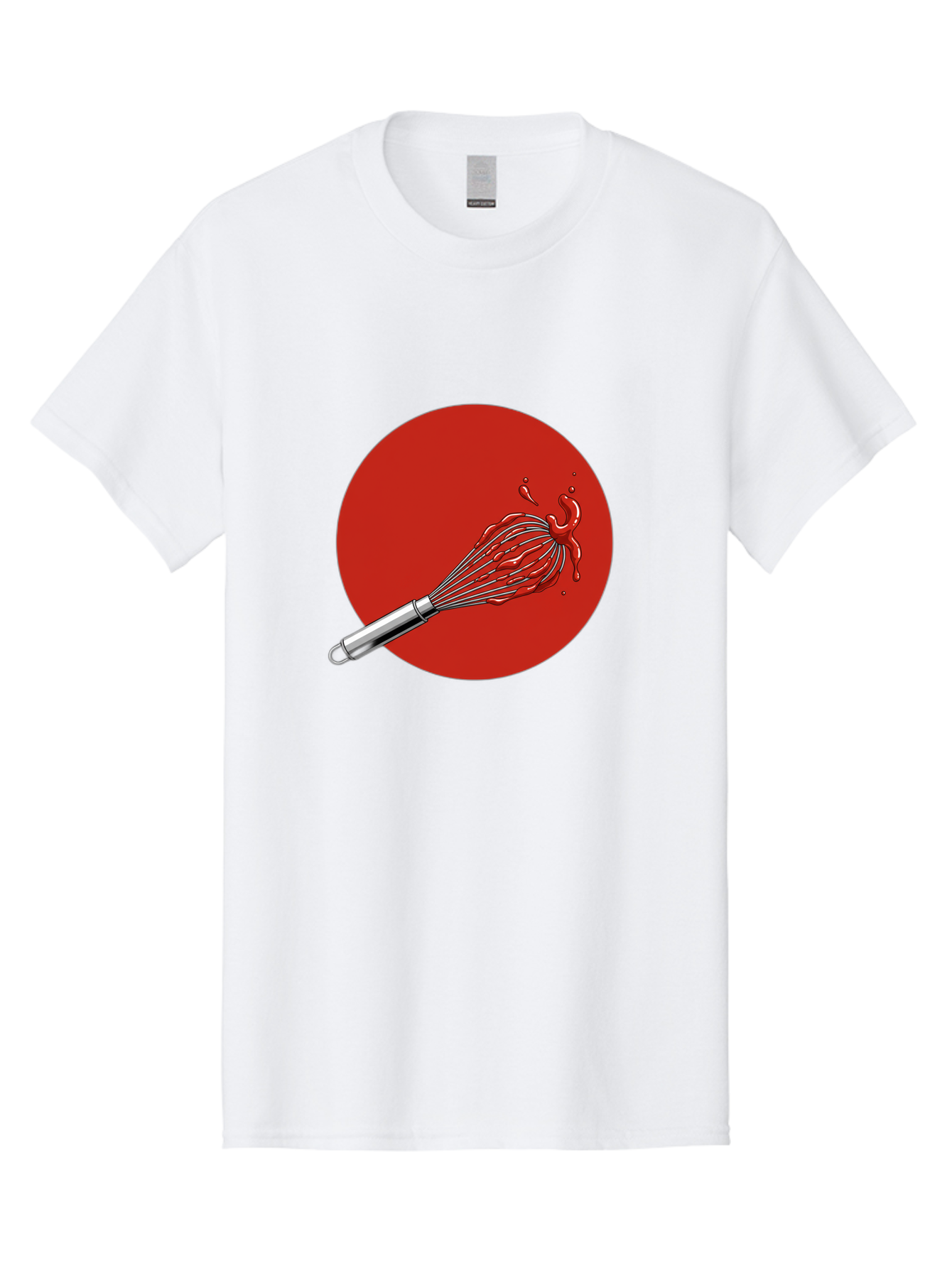 Whisk Men'S Graphic Tee, 100% Cotton, Comfortable Casual Summer Wear, Machine Washable, Kitchen Utensil, Silver Whisk, Cooking Tool, Red Sauce Splatter, Splattered Liquid, Messy Kitchen, Culinary Art Bad913