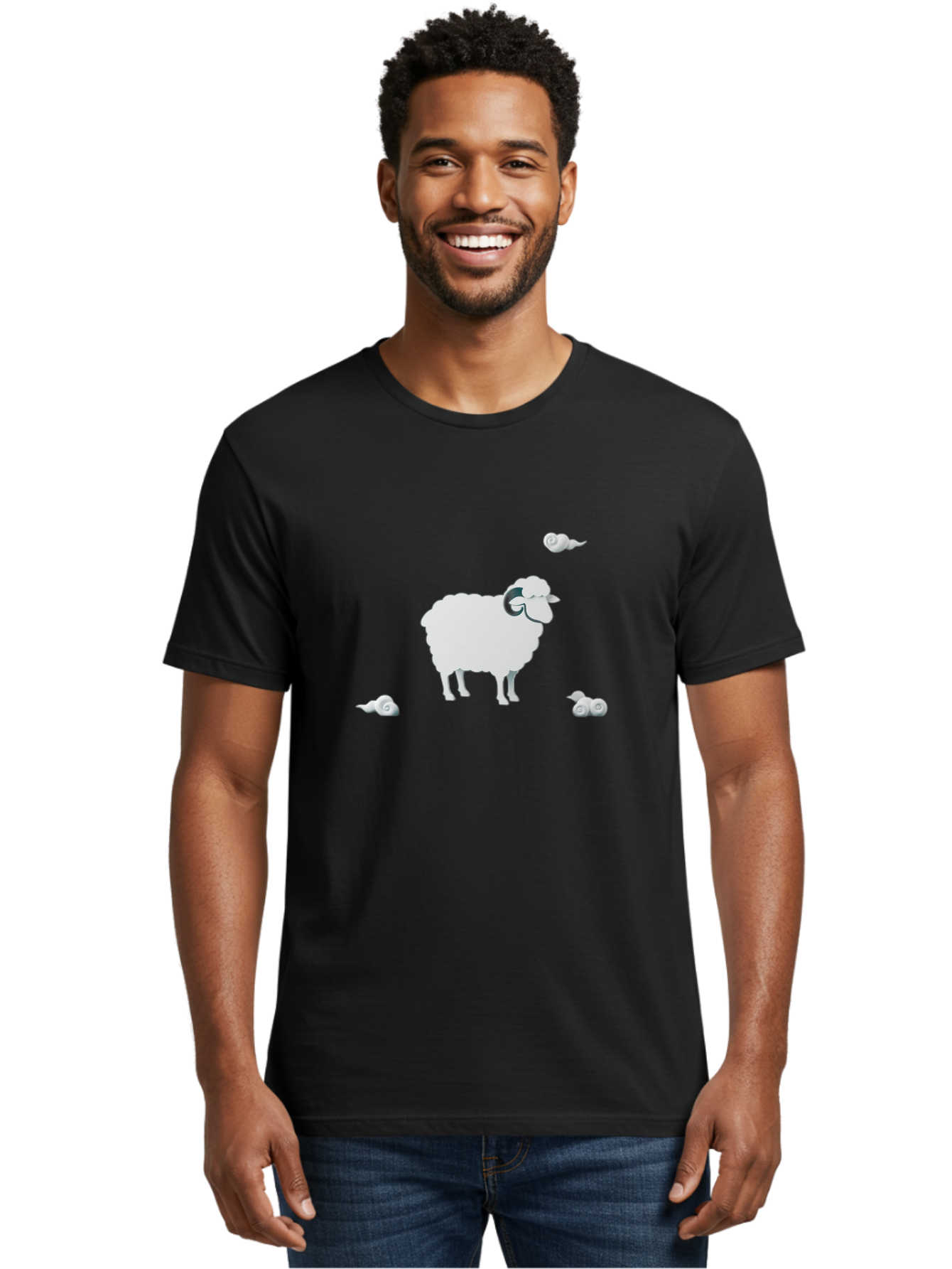White-Ram-And-Snails Men'S Graphic Tee, 100% Cotton, Comfortable Casual Summer Wear, Machine Washable, Sheep With Snails, Snails On Sheep, Farm Animals, Garden Pests, Slow Moving Creatures, White Sheep Bad916 27