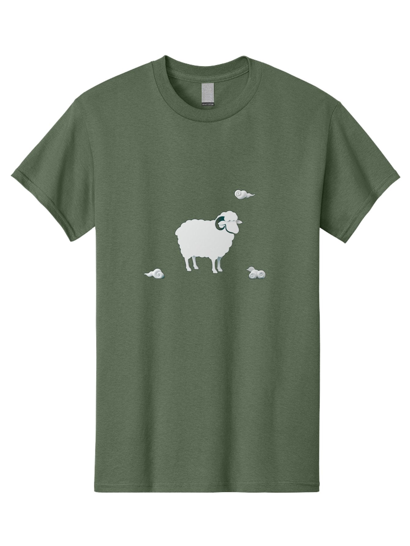 White-Ram-And-Snails Men'S Graphic Tee, 100% Cotton, Comfortable Casual Summer Wear, Machine Washable, Sheep With Snails, Snails On Sheep, Farm Animals, Garden Pests, Slow Moving Creatures, White Sheep Bad916