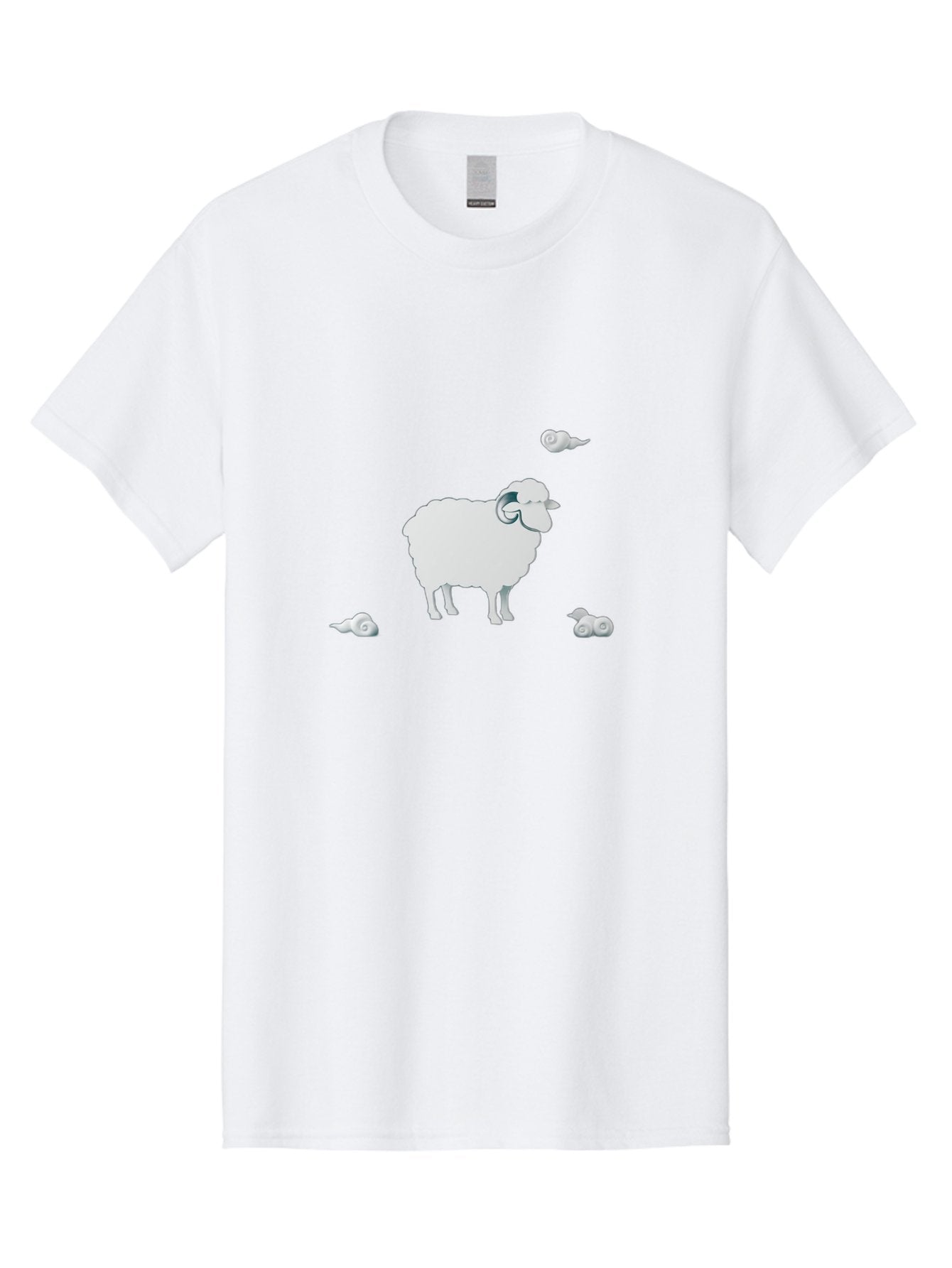 White-Ram-And-Snails Men'S Graphic Tee, 100% Cotton, Comfortable Casual Summer Wear, Machine Washable, Sheep With Snails, Snails On Sheep, Farm Animals, Garden Pests, Slow Moving Creatures, White Sheep Bad916