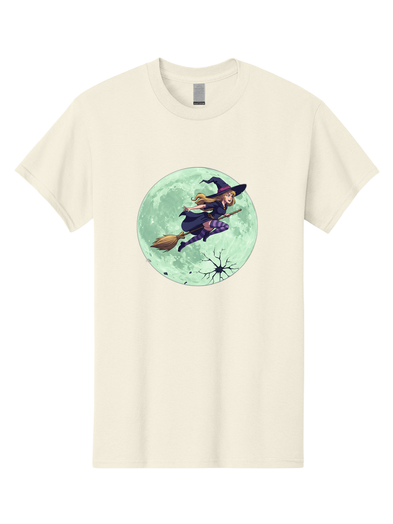Witch-Flying-Broomstick Men'S Graphic Tee, 100% Cotton, Comfortable Casual Summer Wear, Machine Washable, Witch Flying On Broomstick, Full Moon, Halloween Magic, Fantasy Illustration, Mystical Night, Supernatural Creatures, Cartoon Style Bad919 11