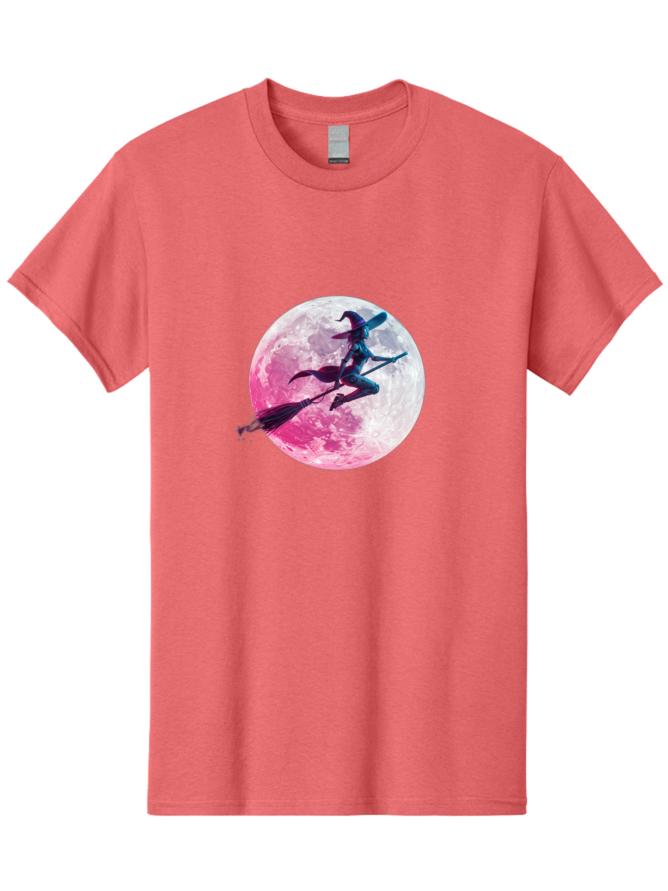 Witch-Flying-On-Broomstick-1 Men'S Graphic Tee, 100% Cotton, Comfortable Casual Summer Wear, Machine Washable, Witch Flying On Broomstick, Full Moon, Mystical Powers, Magical Night, Fantasy Scene, Supernatural Being, Occult Practices, Bad920 13