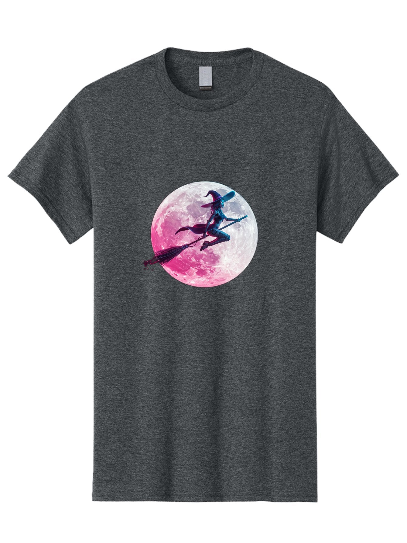 Witch-Flying-On-Broomstick-1 Men'S Graphic Tee, 100% Cotton, Comfortable Casual Summer Wear, Machine Washable, Witch Flying On Broomstick, Full Moon, Mystical Powers, Magical Night, Fantasy Scene, Supernatural Being, Occult Practices, Bad920