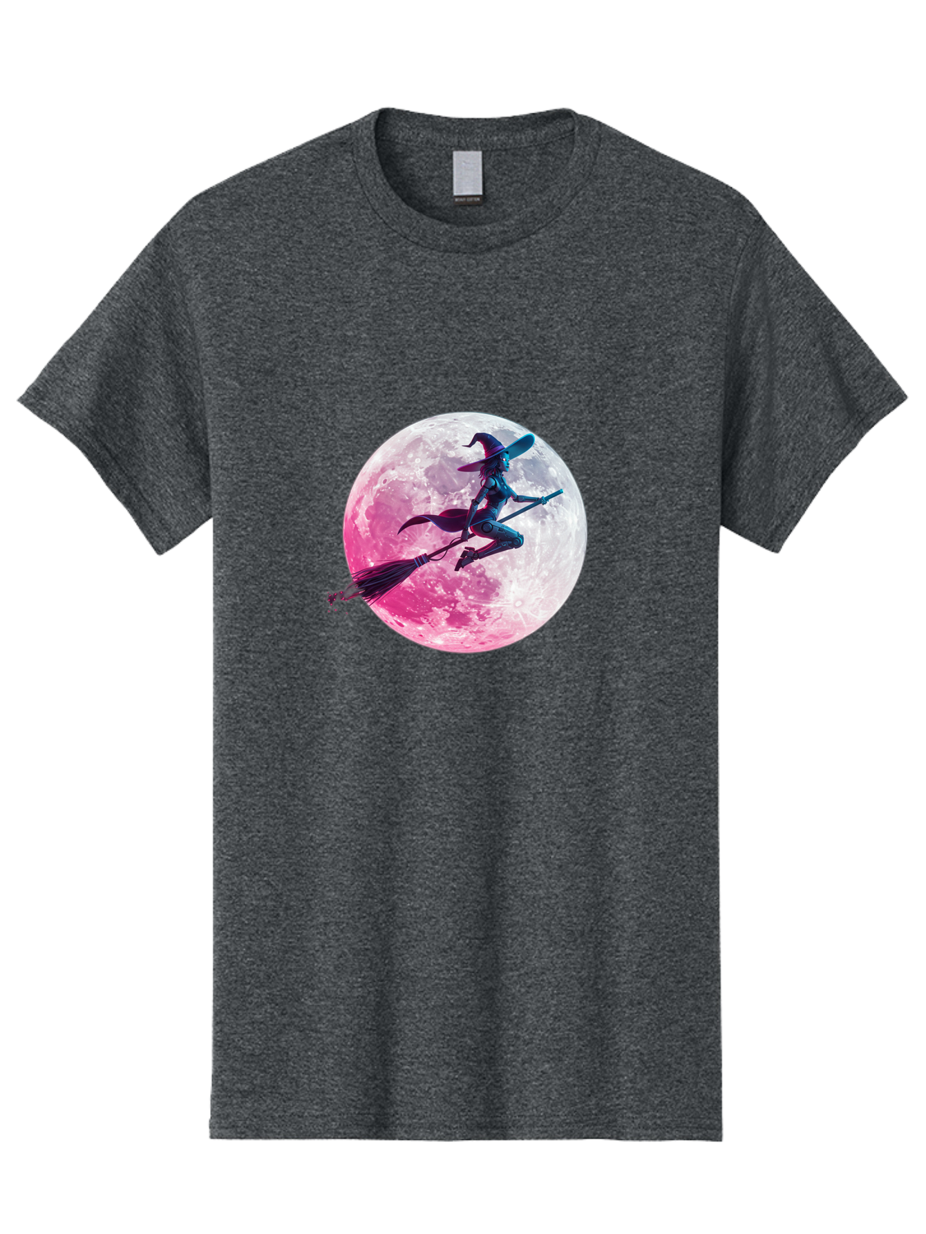 Witch-Flying-On-Broomstick-1 Men'S Graphic Tee, 100% Cotton, Comfortable Casual Summer Wear, Machine Washable, Witch Flying On Broomstick, Full Moon, Mystical Powers, Magical Night, Fantasy Scene, Supernatural Being, Occult Practices, Bad920 11