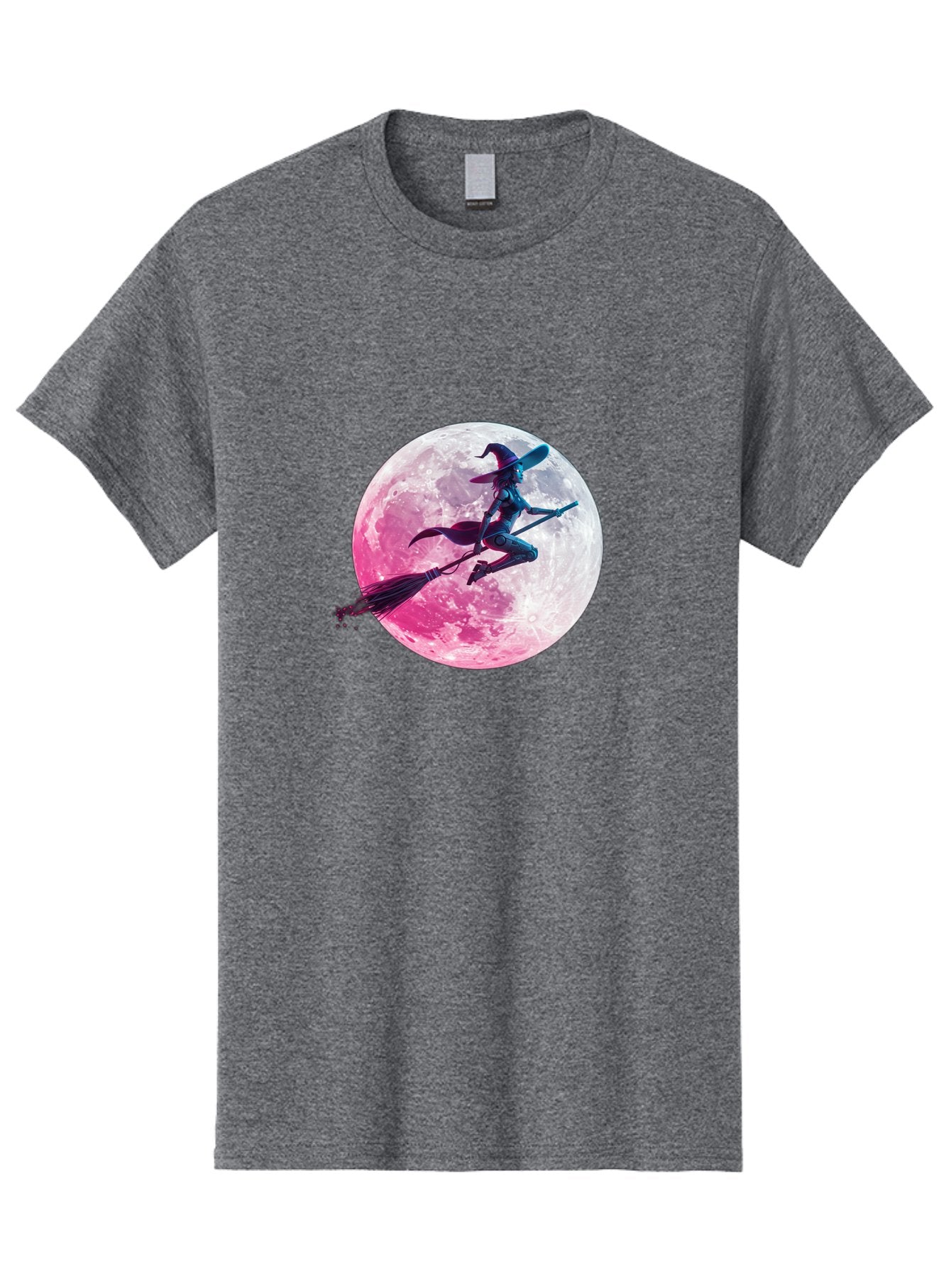 Witch-Flying-On-Broomstick-1 Men'S Graphic Tee, 100% Cotton, Comfortable Casual Summer Wear, Machine Washable, Witch Flying On Broomstick, Full Moon, Mystical Powers, Magical Night, Fantasy Scene, Supernatural Being, Occult Practices, Bad920 14