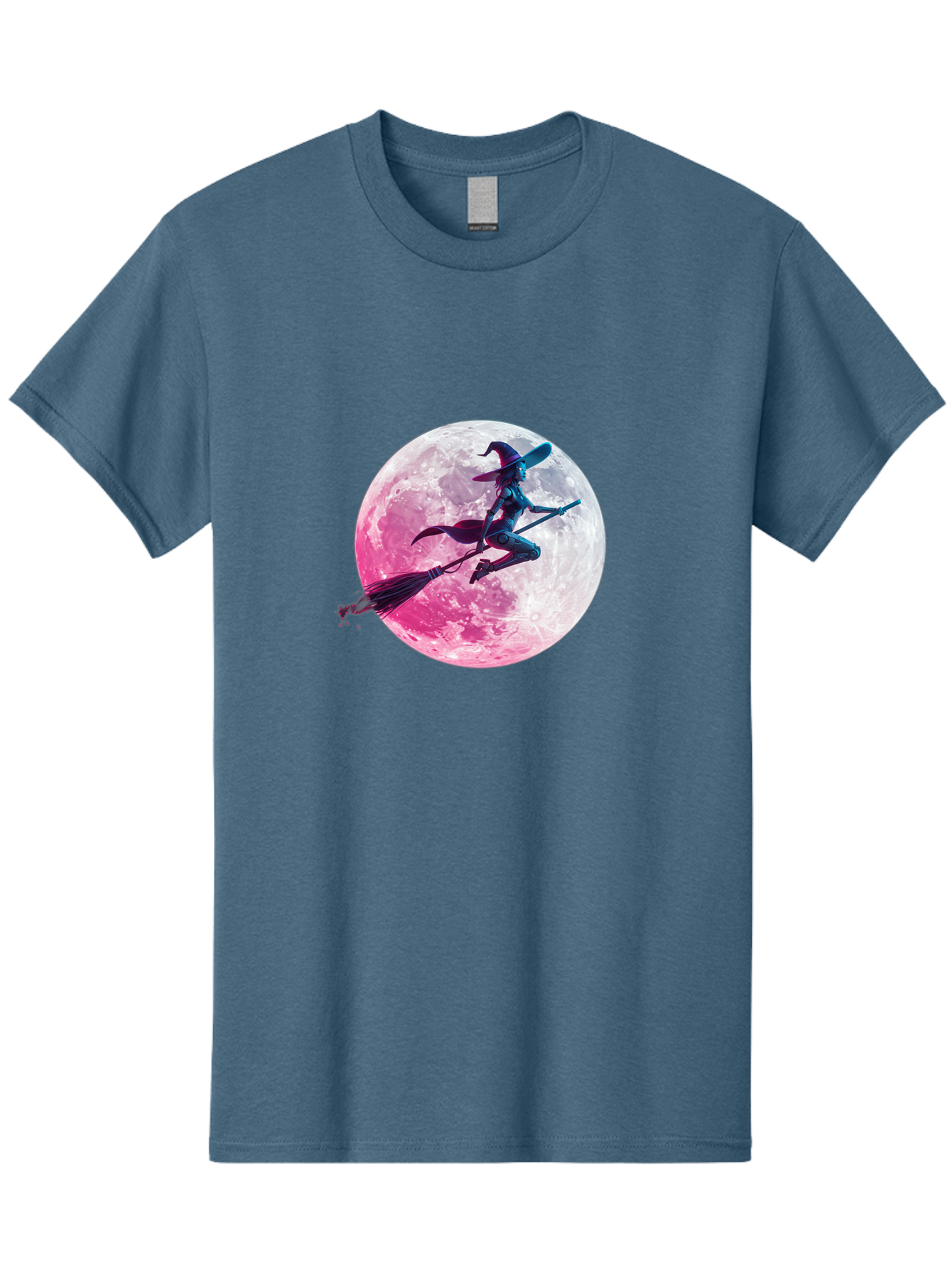 Witch-Flying-On-Broomstick-1 Men'S Graphic Tee, 100% Cotton, Comfortable Casual Summer Wear, Machine Washable, Witch Flying On Broomstick, Full Moon, Mystical Powers, Magical Night, Fantasy Scene, Supernatural Being, Occult Practices, Bad920 5