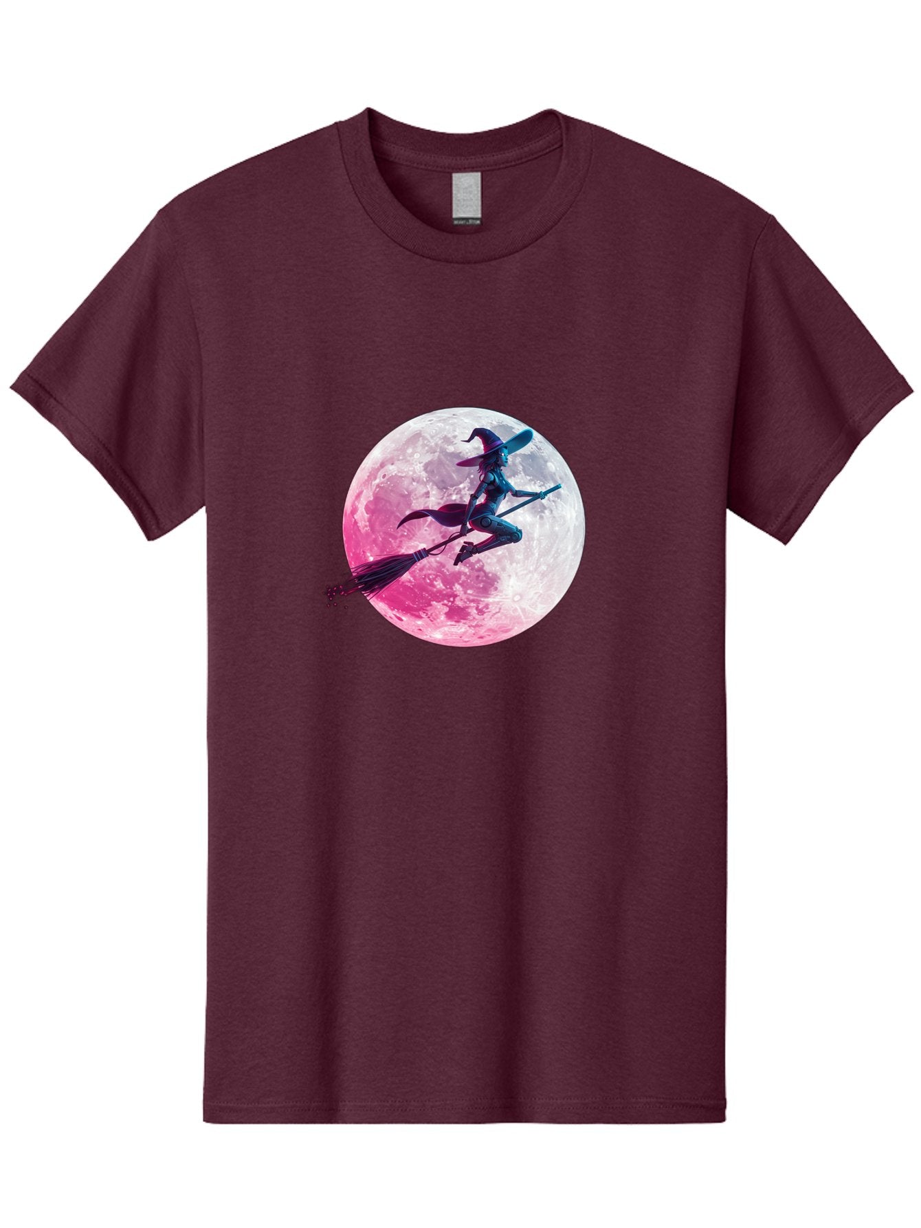 Witch-Flying-On-Broomstick-1 Men'S Graphic Tee, 100% Cotton, Comfortable Casual Summer Wear, Machine Washable, Witch Flying On Broomstick, Full Moon, Mystical Powers, Magical Night, Fantasy Scene, Supernatural Being, Occult Practices, Bad920 4