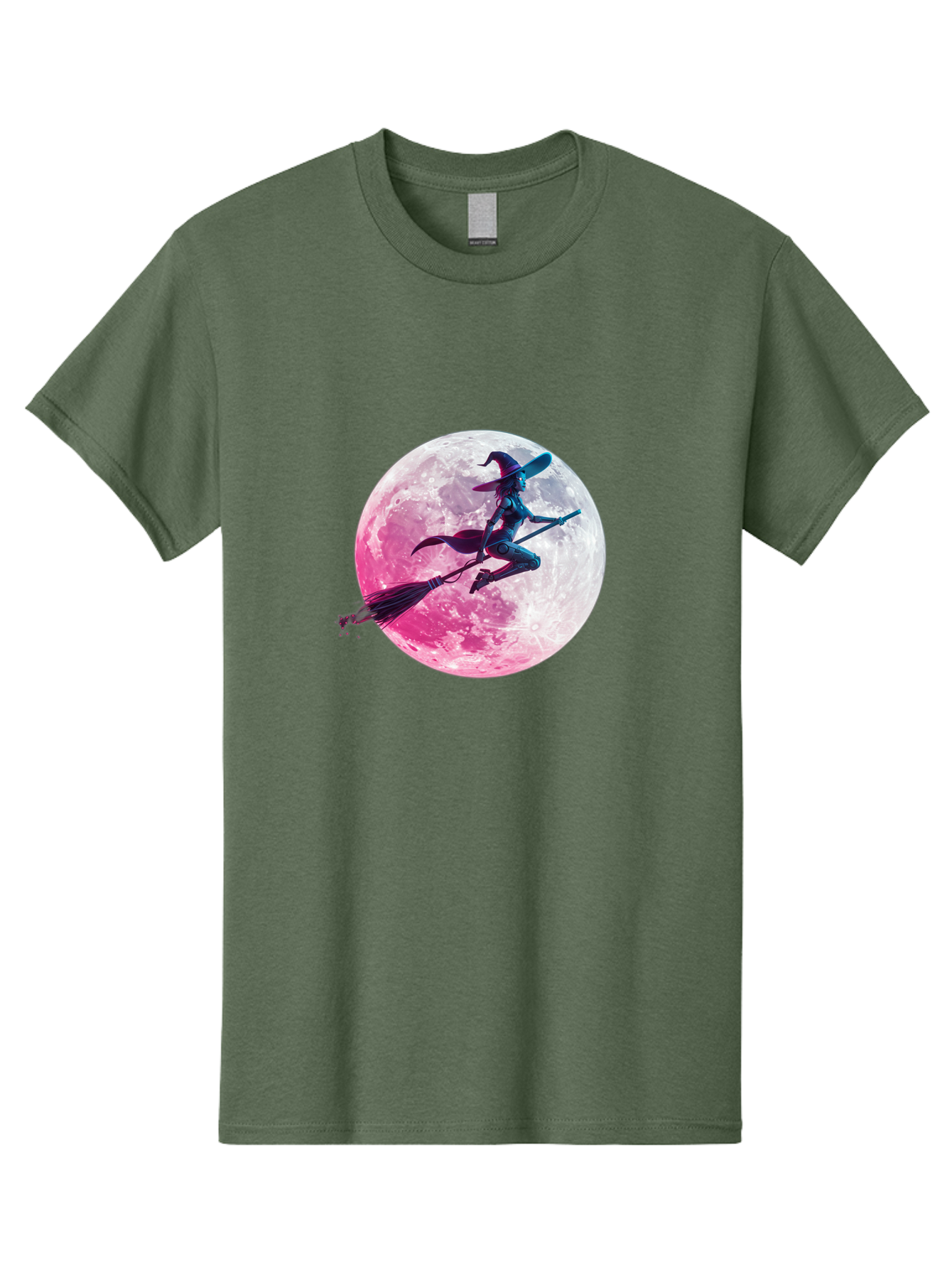 Witch-Flying-On-Broomstick-1 Men'S Graphic Tee, 100% Cotton, Comfortable Casual Summer Wear, Machine Washable, Witch Flying On Broomstick, Full Moon, Mystical Powers, Magical Night, Fantasy Scene, Supernatural Being, Occult Practices, Bad920 10