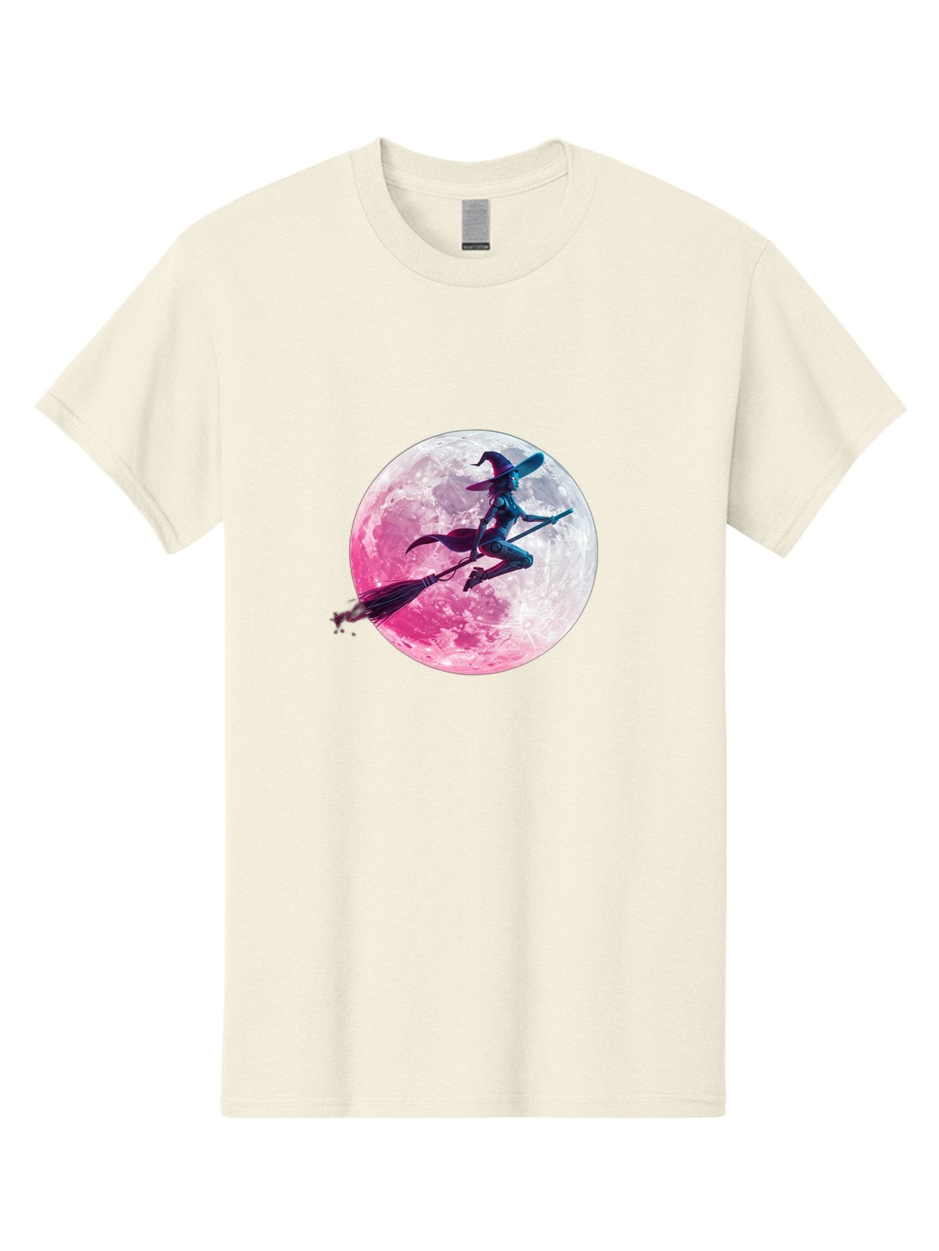 Witch-Flying-On-Broomstick-1 Men'S Graphic Tee, 100% Cotton, Comfortable Casual Summer Wear, Machine Washable, Witch Flying On Broomstick, Full Moon, Mystical Powers, Magical Night, Fantasy Scene, Supernatural Being, Occult Practices, Bad920 12