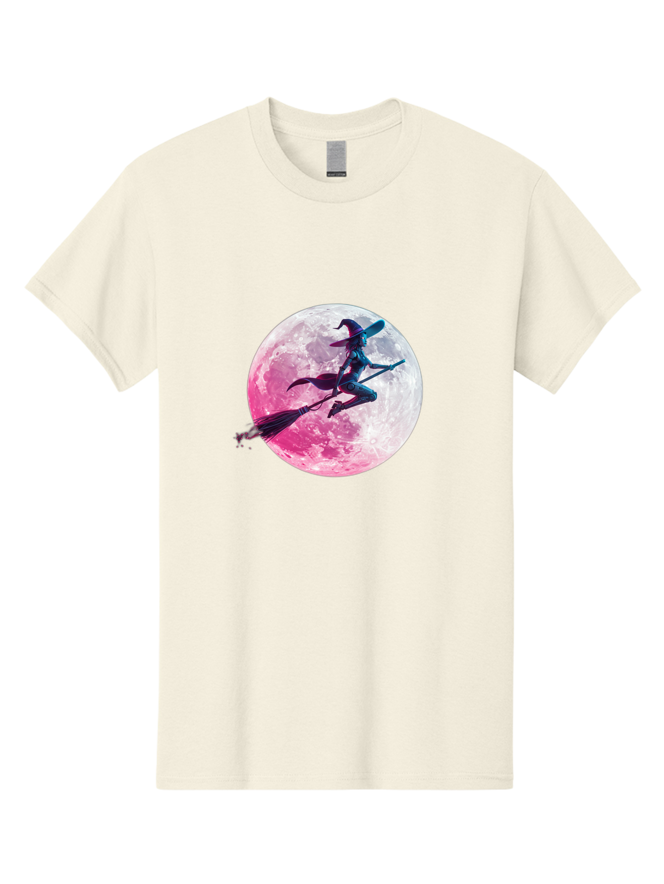 Witch-Flying-On-Broomstick-1 Men'S Graphic Tee, 100% Cotton, Comfortable Casual Summer Wear, Machine Washable, Witch Flying On Broomstick, Full Moon, Mystical Powers, Magical Night, Fantasy Scene, Supernatural Being, Occult Practices, Bad920 3