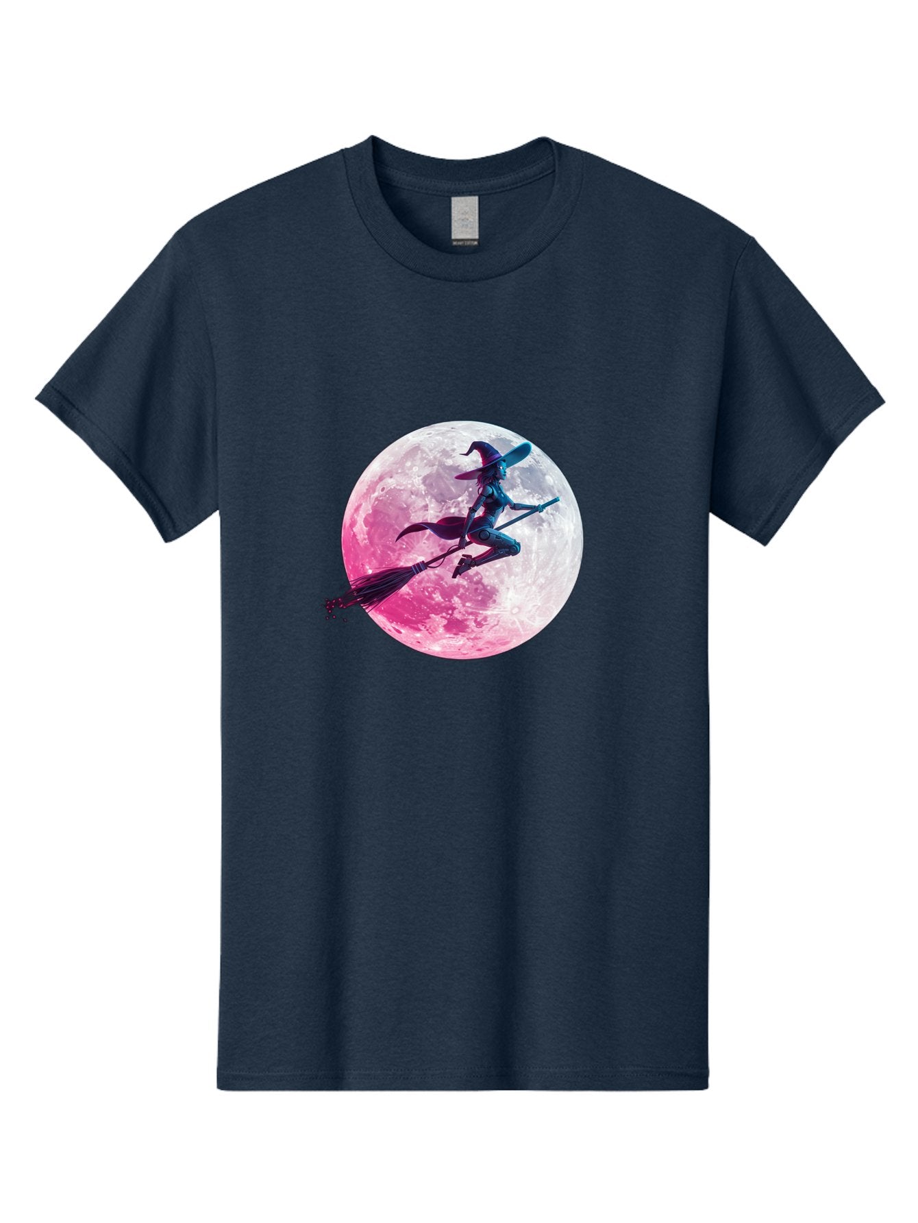 Witch-Flying-On-Broomstick-1 Men'S Graphic Tee, 100% Cotton, Comfortable Casual Summer Wear, Machine Washable, Witch Flying On Broomstick, Full Moon, Mystical Powers, Magical Night, Fantasy Scene, Supernatural Being, Occult Practices, Bad920 8