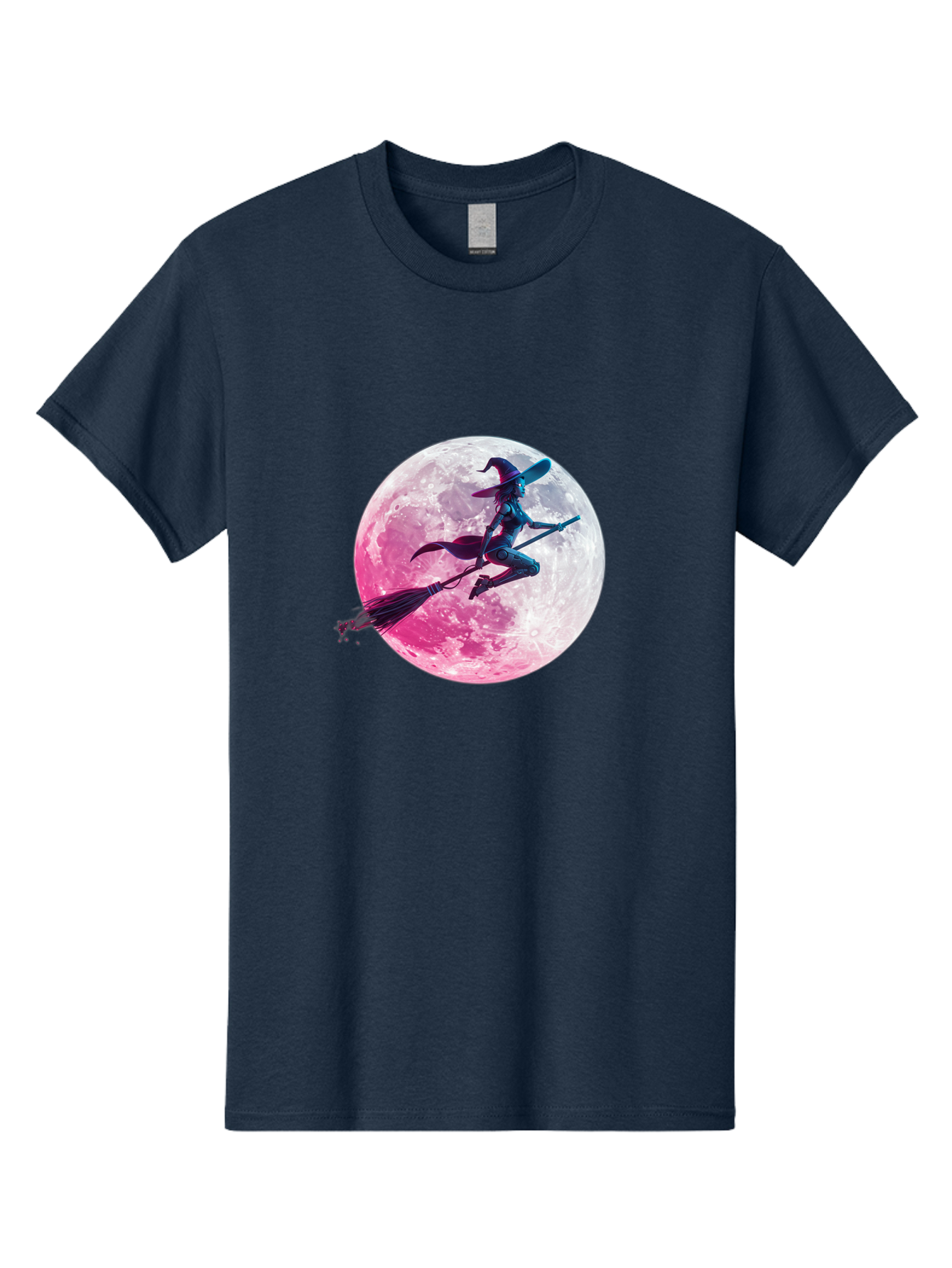 Witch-Flying-On-Broomstick-1 Men'S Graphic Tee, 100% Cotton, Comfortable Casual Summer Wear, Machine Washable, Witch Flying On Broomstick, Full Moon, Mystical Powers, Magical Night, Fantasy Scene, Supernatural Being, Occult Practices, Bad920 6