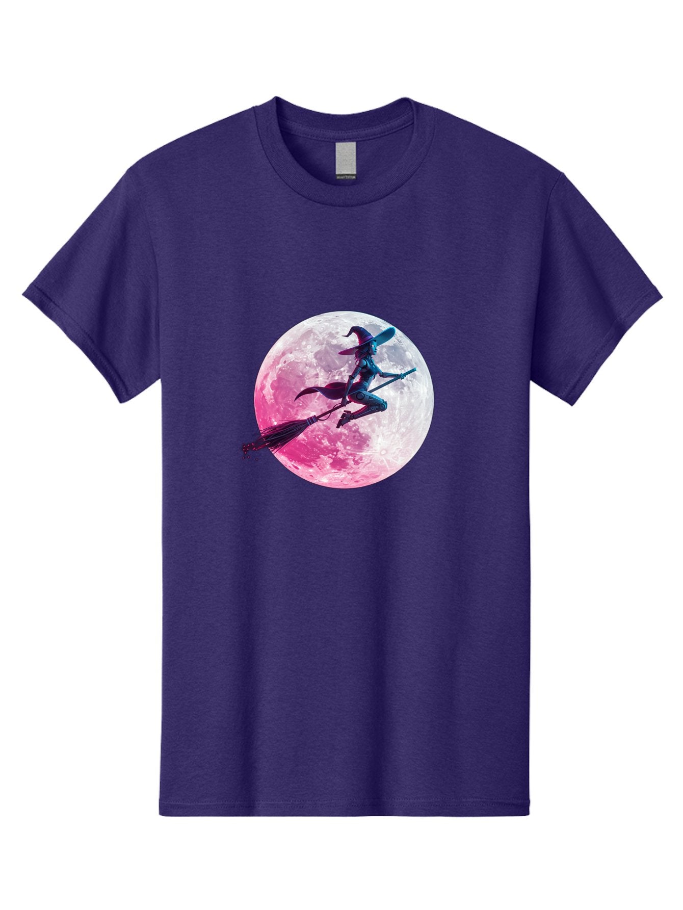 Witch-Flying-On-Broomstick-1 Men'S Graphic Tee, 100% Cotton, Comfortable Casual Summer Wear, Machine Washable, Witch Flying On Broomstick, Full Moon, Mystical Powers, Magical Night, Fantasy Scene, Supernatural Being, Occult Practices, Bad920 15