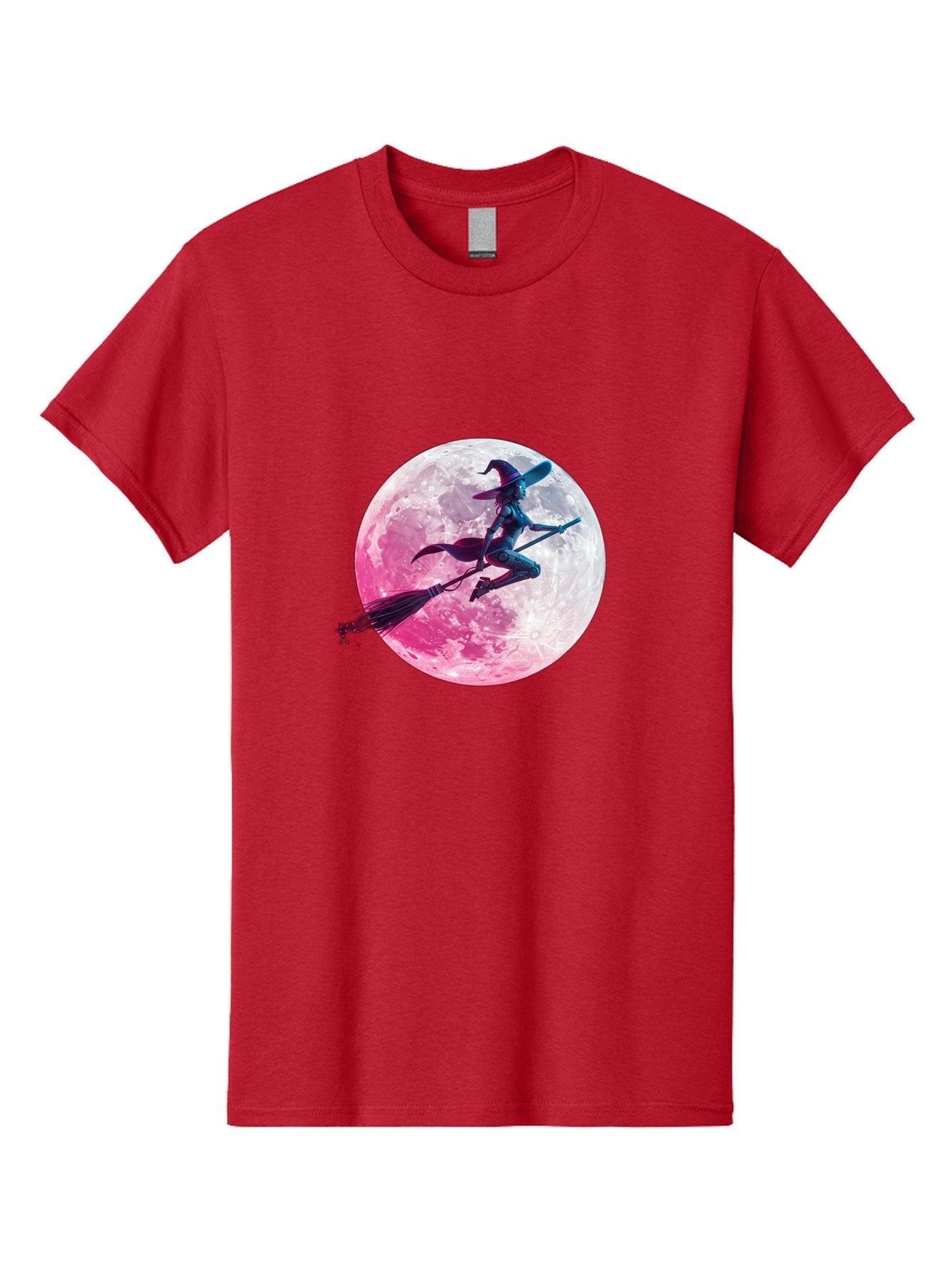 Witch-Flying-On-Broomstick-1 Men'S Graphic Tee, 100% Cotton, Comfortable Casual Summer Wear, Machine Washable, Witch Flying On Broomstick, Full Moon, Mystical Powers, Magical Night, Fantasy Scene, Supernatural Being, Occult Practices, Bad920 11