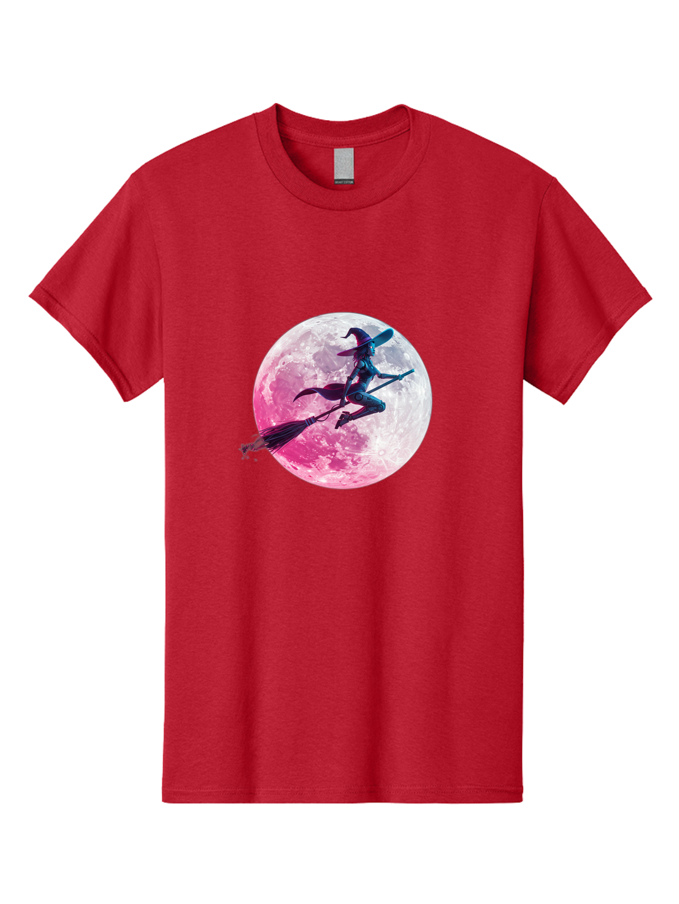 Witch-Flying-On-Broomstick-1 Men'S Graphic Tee, 100% Cotton, Comfortable Casual Summer Wear, Machine Washable, Witch Flying On Broomstick, Full Moon, Mystical Powers, Magical Night, Fantasy Scene, Supernatural Being, Occult Practices, Bad920 4