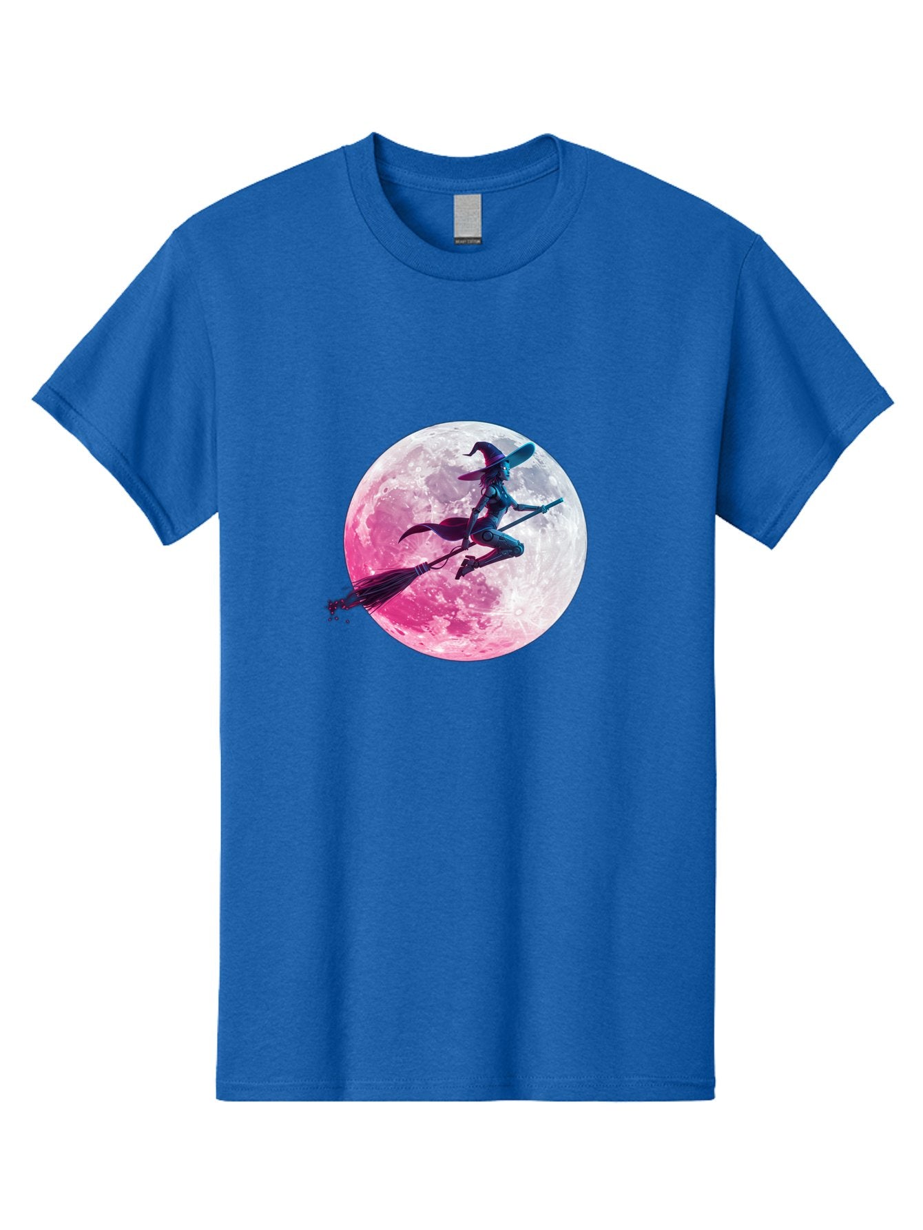 Witch-Flying-On-Broomstick-1 Men'S Graphic Tee, 100% Cotton, Comfortable Casual Summer Wear, Machine Washable, Witch Flying On Broomstick, Full Moon, Mystical Powers, Magical Night, Fantasy Scene, Supernatural Being, Occult Practices, Bad920 3