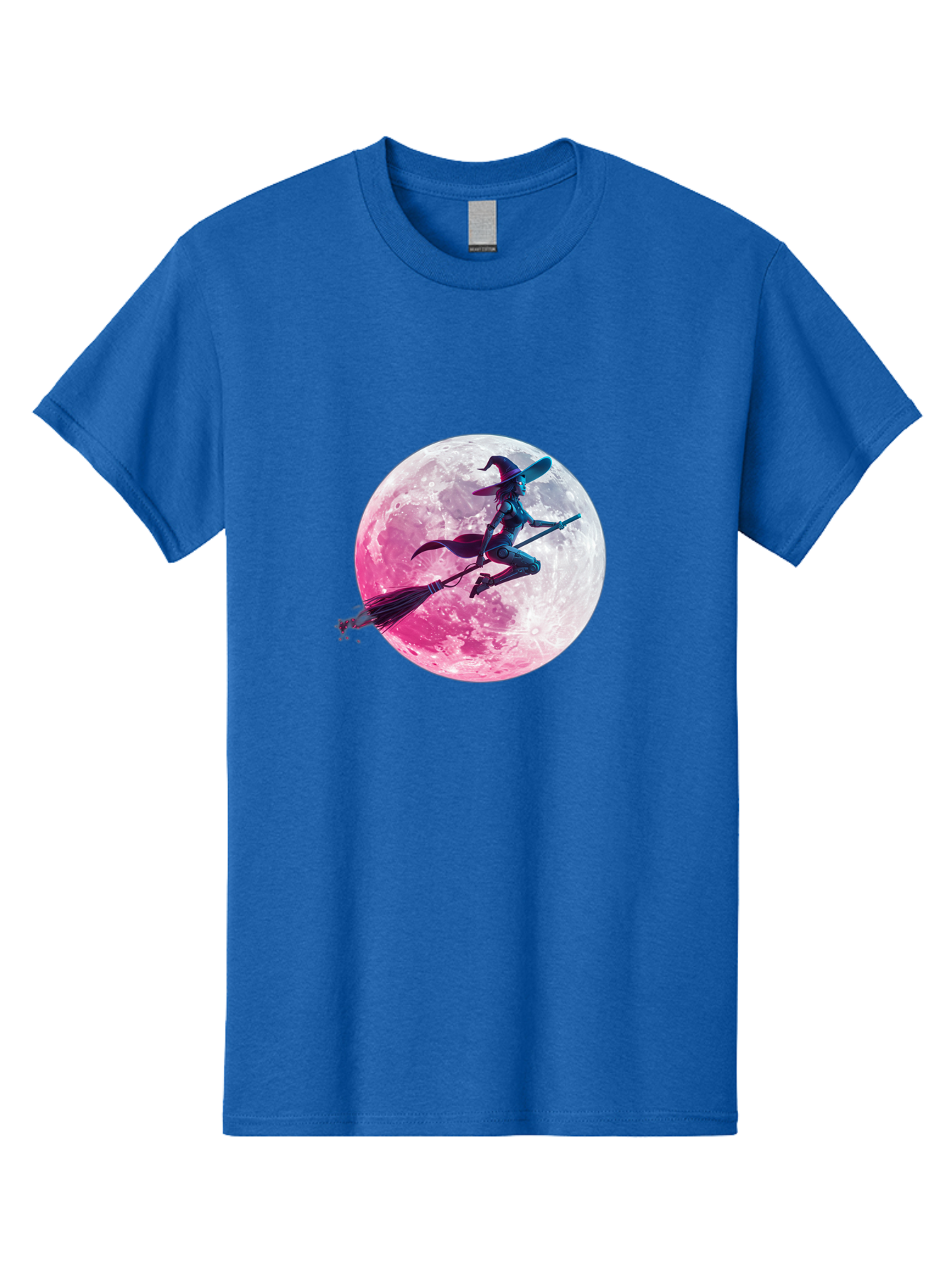 Witch-Flying-On-Broomstick-1 Men'S Graphic Tee, 100% Cotton, Comfortable Casual Summer Wear, Machine Washable, Witch Flying On Broomstick, Full Moon, Mystical Powers, Magical Night, Fantasy Scene, Supernatural Being, Occult Practices, Bad920 9
