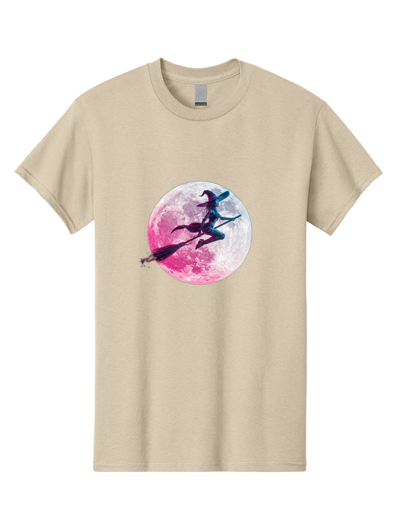 Witch-Flying-On-Broomstick-1 Men'S Graphic Tee, 100% Cotton, Comfortable Casual Summer Wear, Machine Washable, Witch Flying On Broomstick, Full Moon, Mystical Powers, Magical Night, Fantasy Scene, Supernatural Being, Occult Practices, Bad920 14