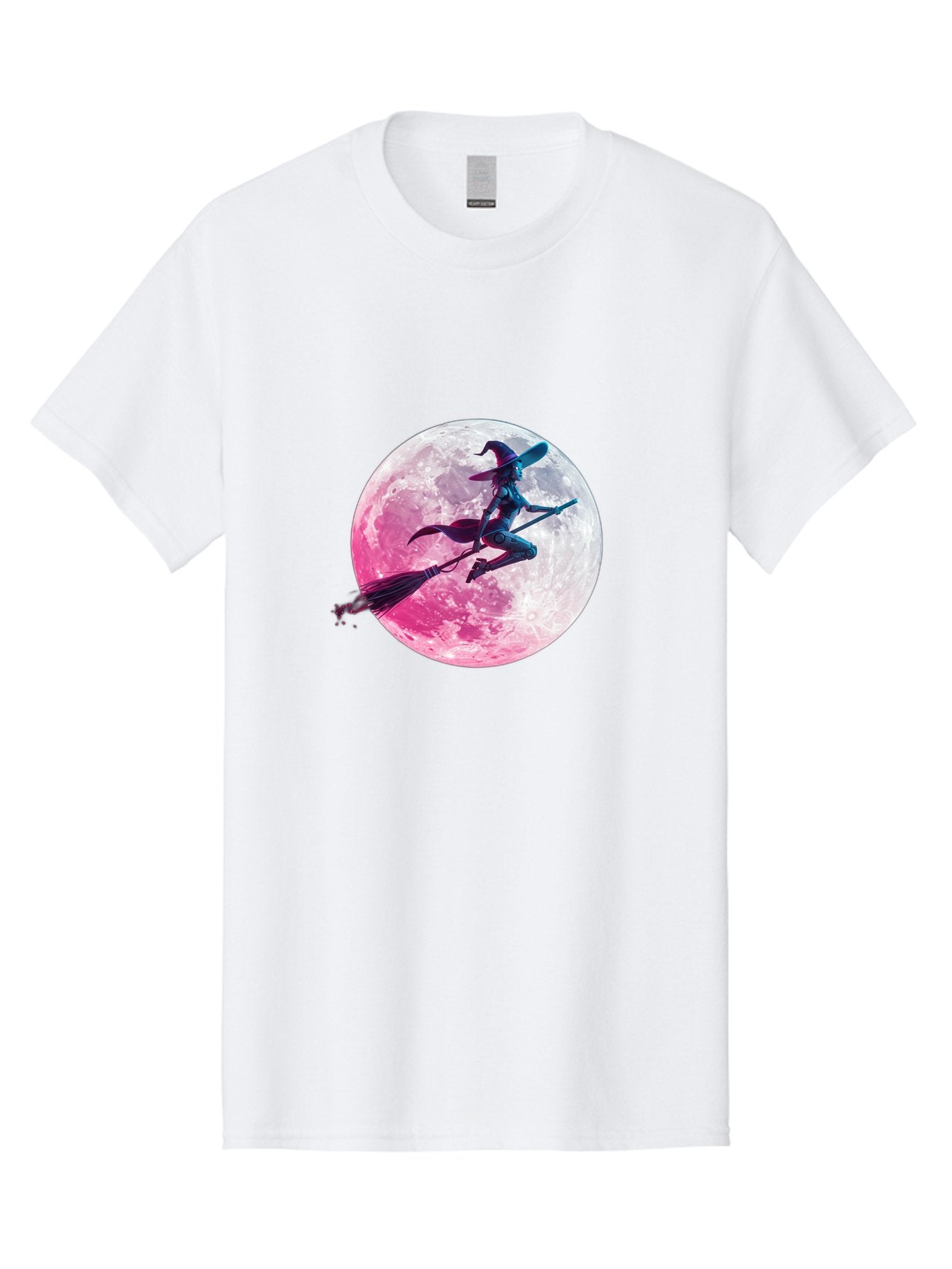 Witch-Flying-On-Broomstick-1 Men'S Graphic Tee, 100% Cotton, Comfortable Casual Summer Wear, Machine Washable, Witch Flying On Broomstick, Full Moon, Mystical Powers, Magical Night, Fantasy Scene, Supernatural Being, Occult Practices, Bad920 6