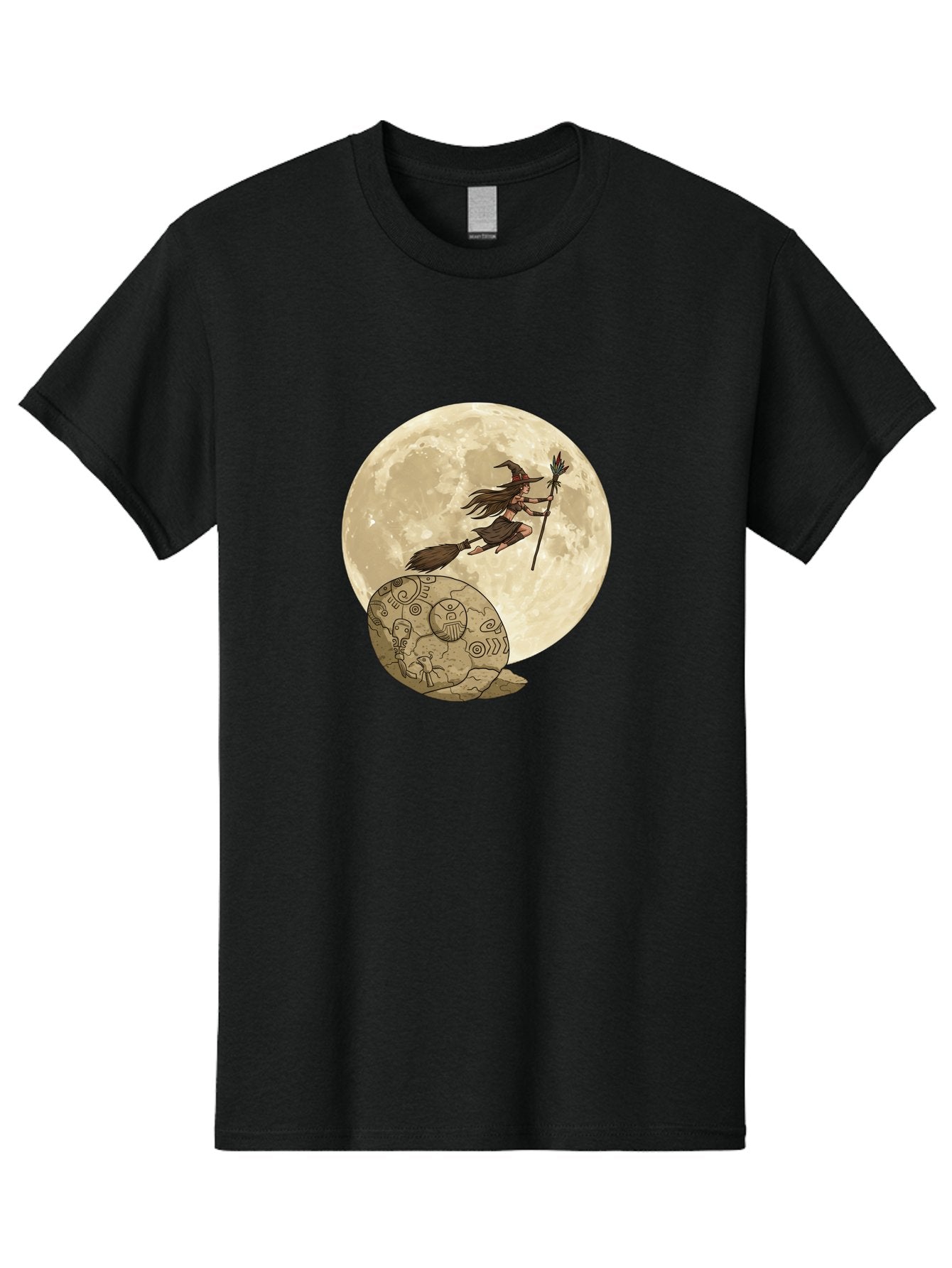 Witch-Flying-On-Broomstick-2 Men'S Graphic Tee, 100% Cotton, Comfortable Casual Summer Wear, Machine Washable, Witch Flying On Broomstick, Full Moon, Mystical Symbols, Lunar Magic, Fantasy Art, Halloween Theme, Mystical Creatures, Bad921 14