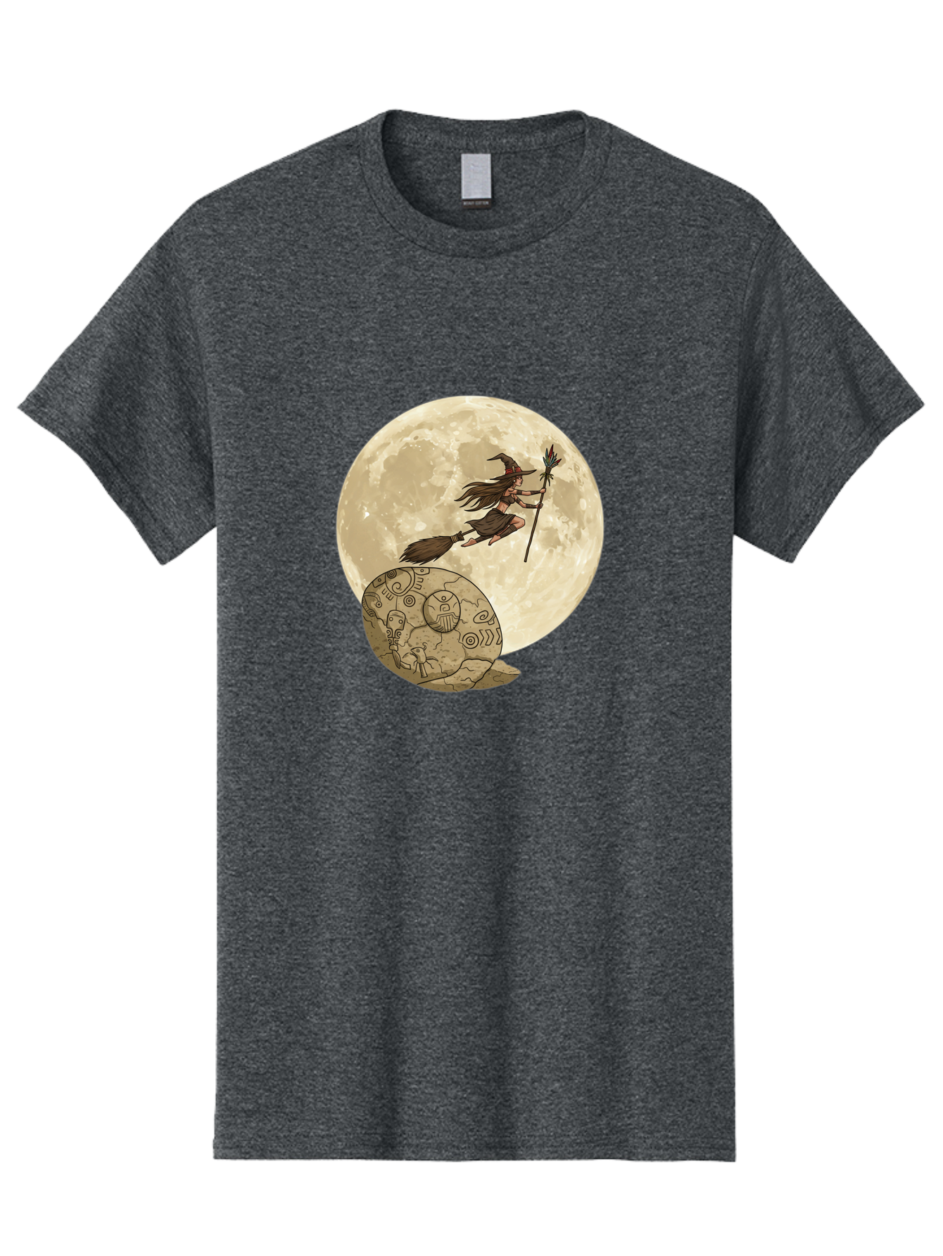 Witch-Flying-On-Broomstick-2 Men'S Graphic Tee, 100% Cotton, Comfortable Casual Summer Wear, Machine Washable, Witch Flying On Broomstick, Full Moon, Mystical Symbols, Lunar Magic, Fantasy Art, Halloween Theme, Mystical Creatures, Bad921 9