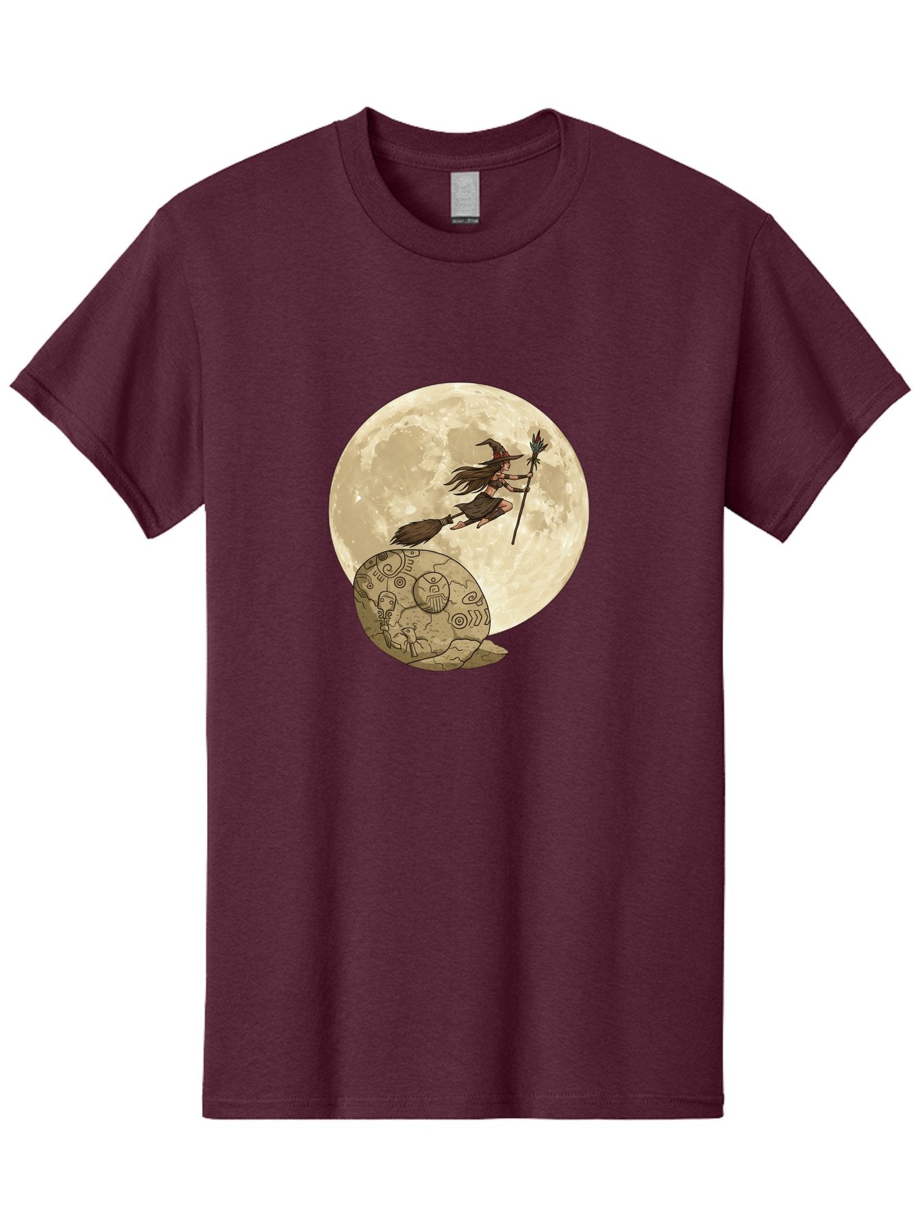 Witch-Flying-On-Broomstick-2 Men'S Graphic Tee, 100% Cotton, Comfortable Casual Summer Wear, Machine Washable, Witch Flying On Broomstick, Full Moon, Mystical Symbols, Lunar Magic, Fantasy Art, Halloween Theme, Mystical Creatures, Bad921 13