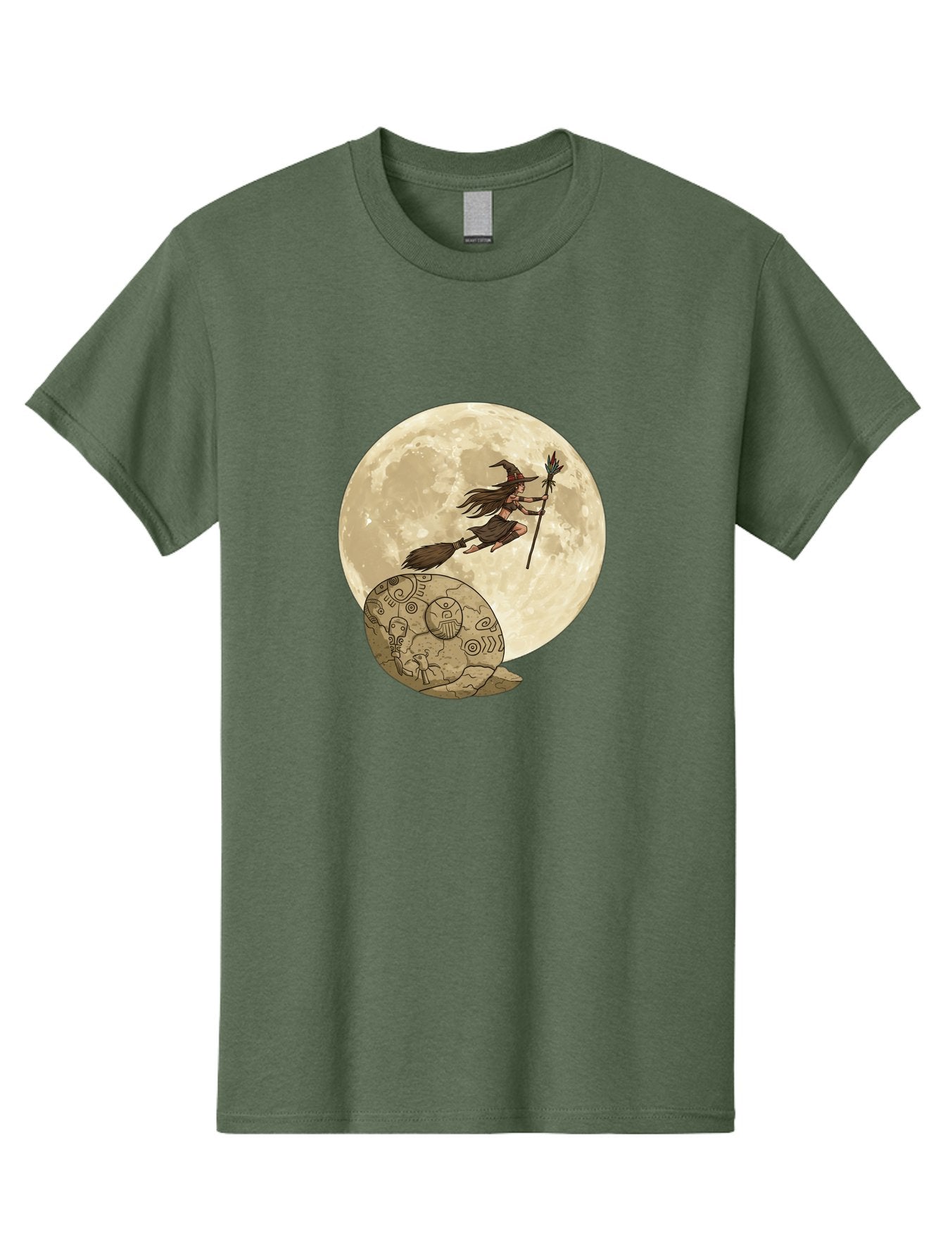 Witch-Flying-On-Broomstick-2 Men'S Graphic Tee, 100% Cotton, Comfortable Casual Summer Wear, Machine Washable, Witch Flying On Broomstick, Full Moon, Mystical Symbols, Lunar Magic, Fantasy Art, Halloween Theme, Mystical Creatures, Bad921 15