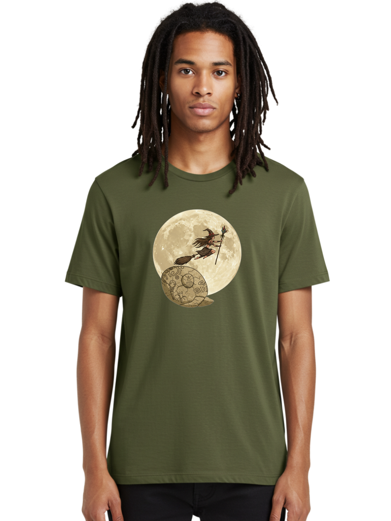 Witch-Flying-On-Broomstick-2 Men'S Graphic Tee, 100% Cotton, Comfortable Casual Summer Wear, Machine Washable, Witch Flying On Broomstick, Full Moon, Mystical Symbols, Lunar Magic, Fantasy Art, Halloween Theme, Mystical Creatures, Bad921 16
