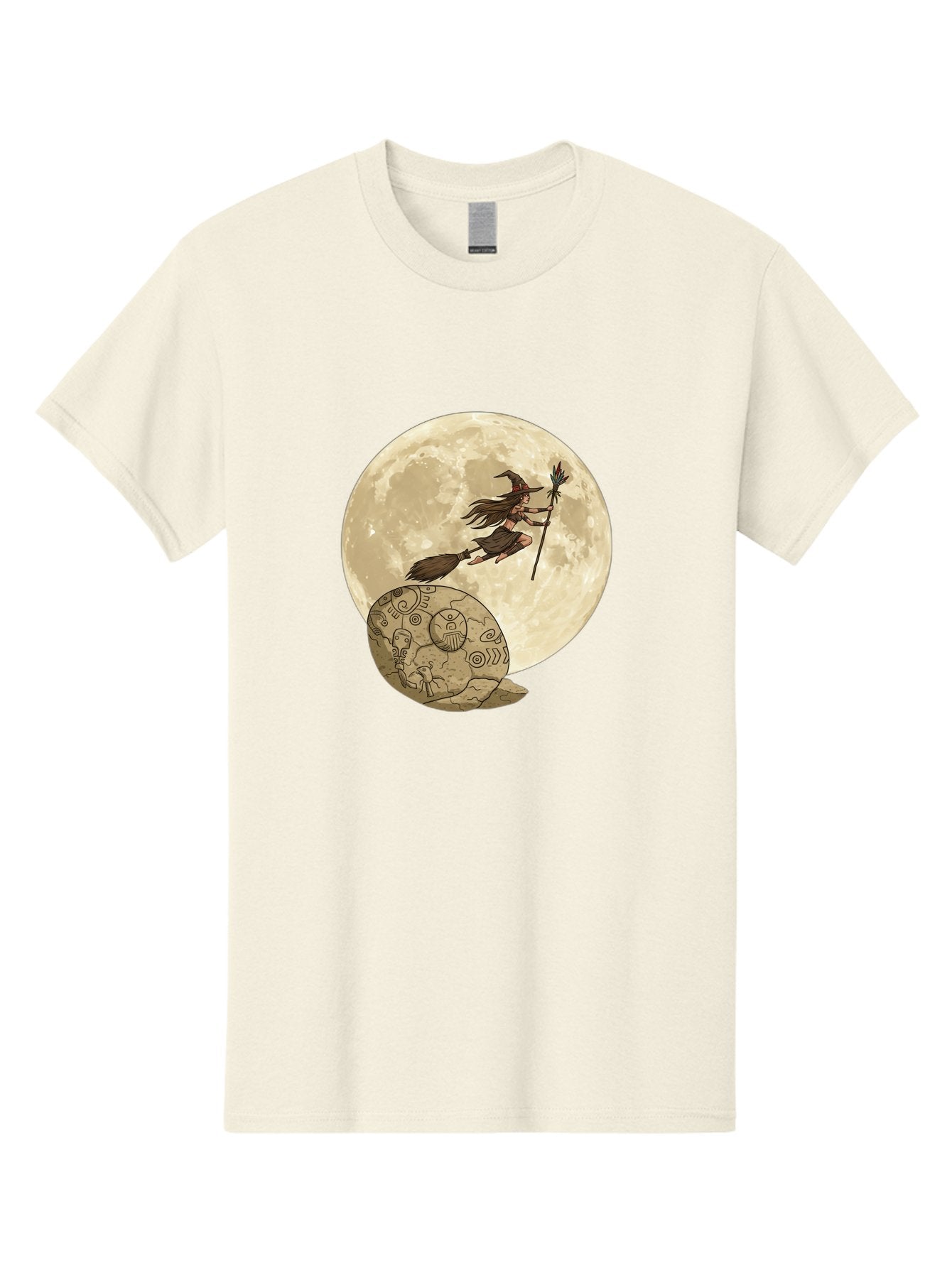 Witch-Flying-On-Broomstick-2 Men'S Graphic Tee, 100% Cotton, Comfortable Casual Summer Wear, Machine Washable, Witch Flying On Broomstick, Full Moon, Mystical Symbols, Lunar Magic, Fantasy Art, Halloween Theme, Mystical Creatures, Bad921 6