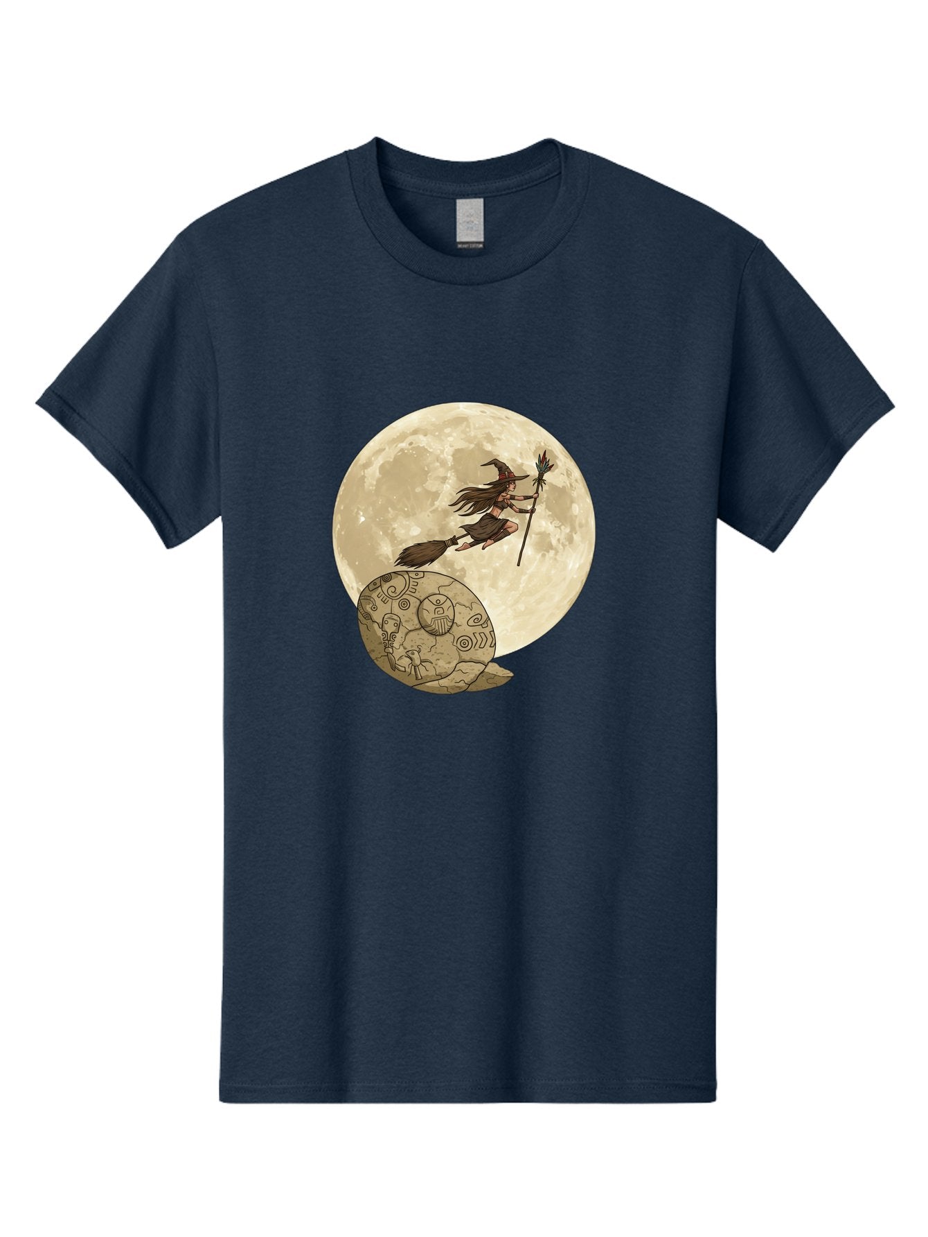 Witch-Flying-On-Broomstick-2 Men'S Graphic Tee, 100% Cotton, Comfortable Casual Summer Wear, Machine Washable, Witch Flying On Broomstick, Full Moon, Mystical Symbols, Lunar Magic, Fantasy Art, Halloween Theme, Mystical Creatures, Bad921 8