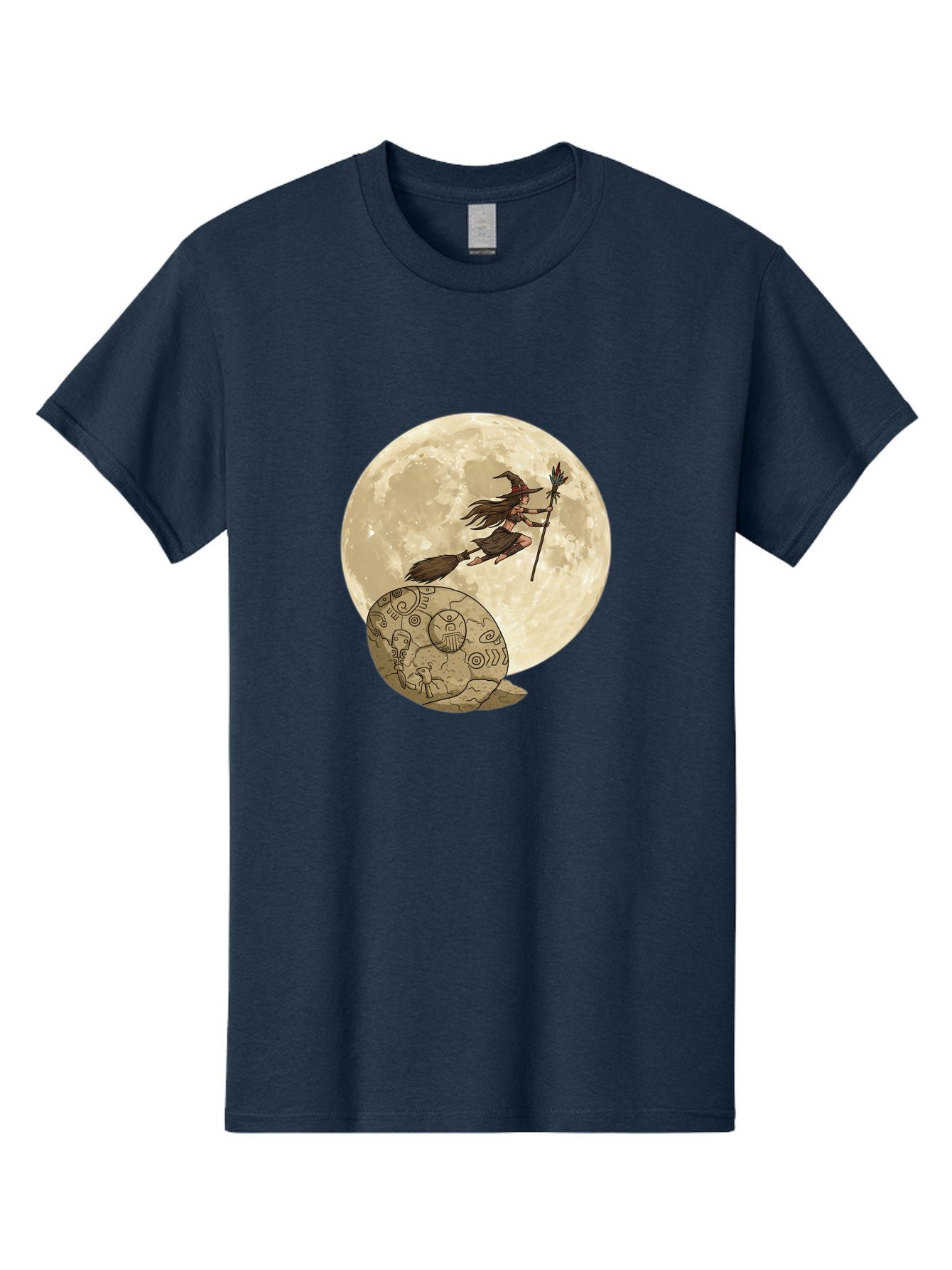 Witch-Flying-On-Broomstick-2 Men'S Graphic Tee, 100% Cotton, Comfortable Casual Summer Wear, Machine Washable, Witch Flying On Broomstick, Full Moon, Mystical Symbols, Lunar Magic, Fantasy Art, Halloween Theme, Mystical Creatures, Bad921 6
