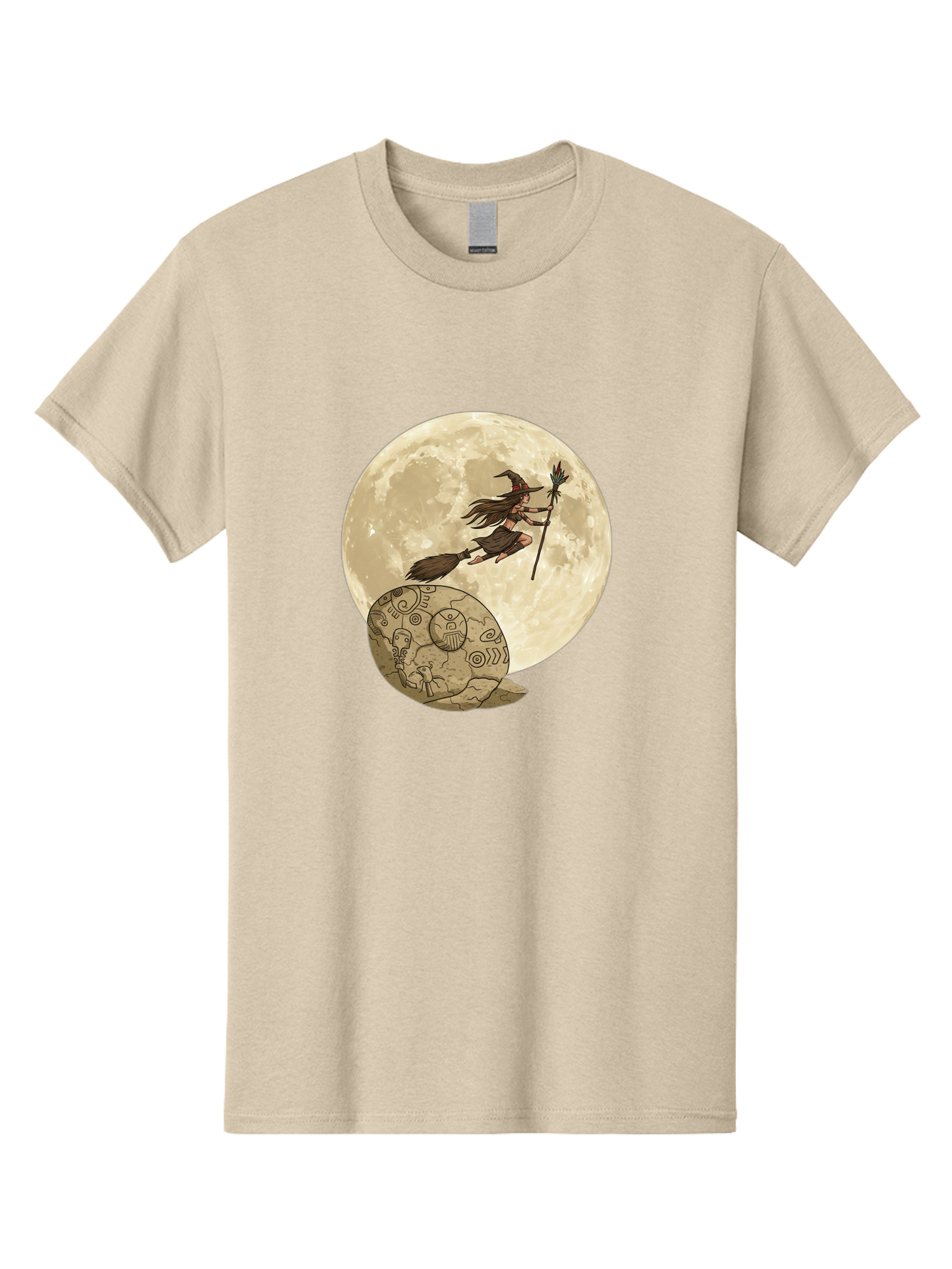 Witch-Flying-On-Broomstick-2 Men'S Graphic Tee, 100% Cotton, Comfortable Casual Summer Wear, Machine Washable, Witch Flying On Broomstick, Full Moon, Mystical Symbols, Lunar Magic, Fantasy Art, Halloween Theme, Mystical Creatures, Bad921 14