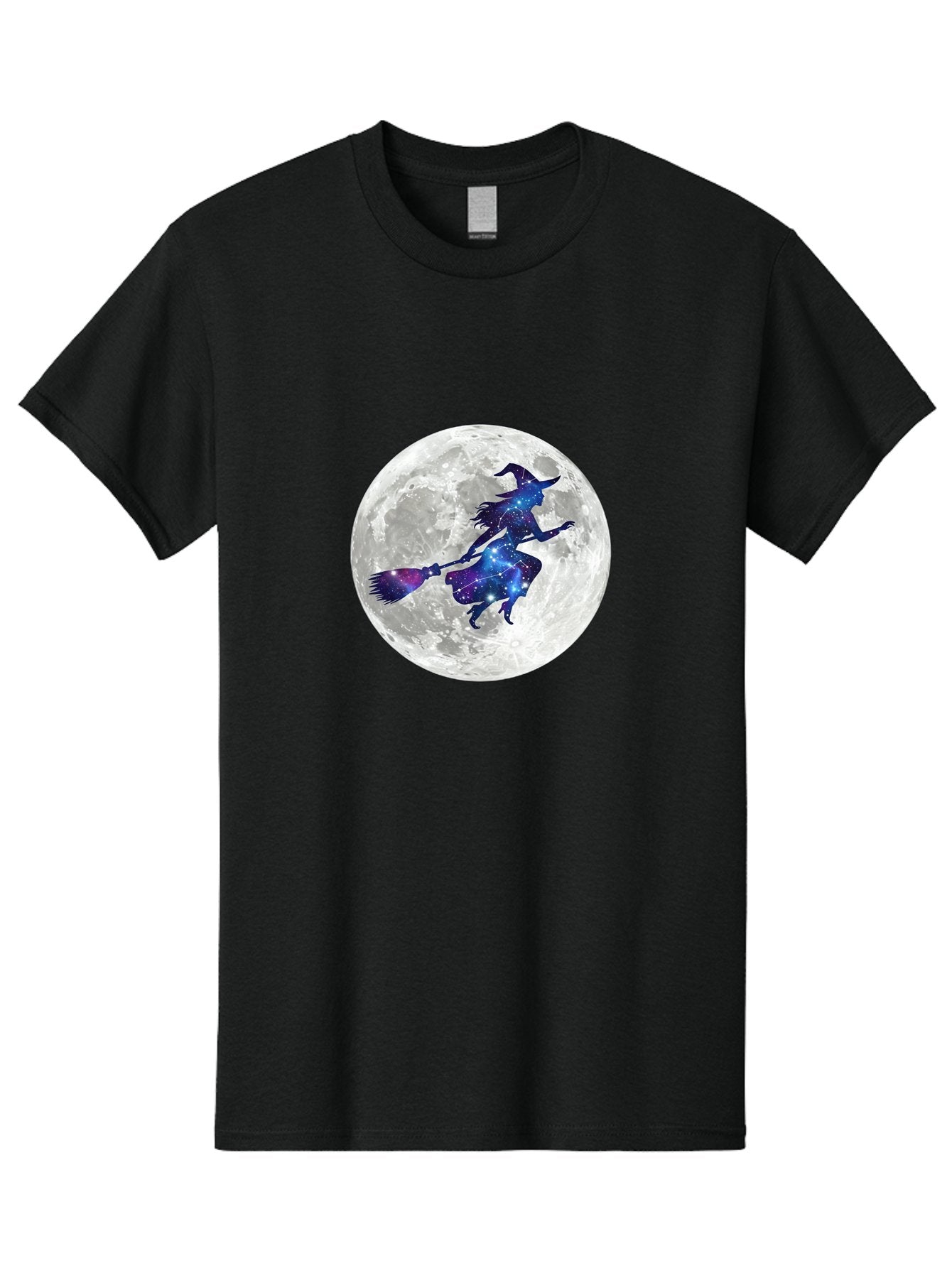 Witch-Flying-On-Broomstick-3 Men'S Graphic Tee, 100% Cotton, Comfortable Casual Summer Wear, Machine Washable, Witch Flying On Broomstick, Full Moon, Galaxy Silhouette, Mystical Magic, Celestial Wonder, Night Sky, Halloween Theme, Bad922 4