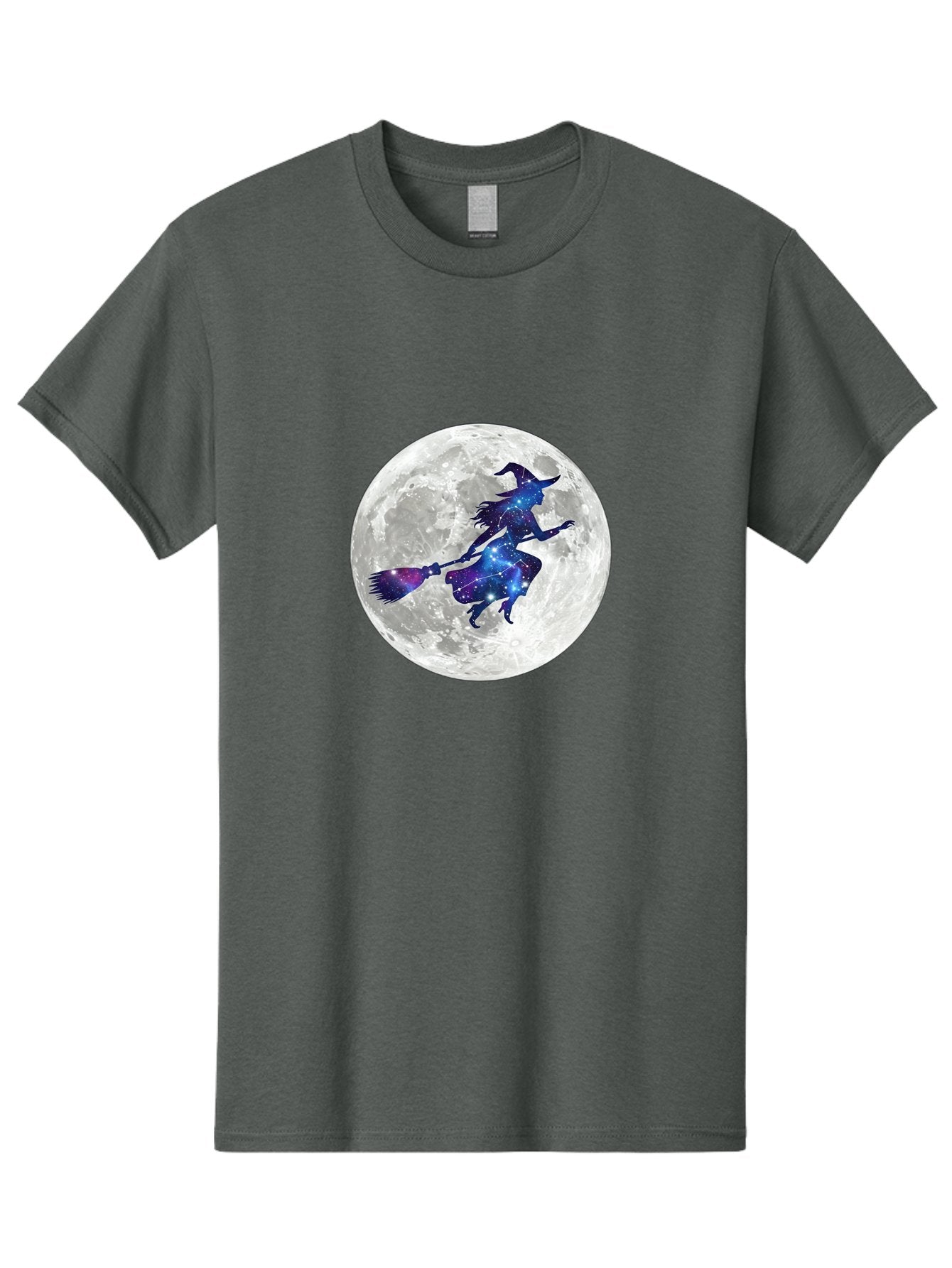 Witch-Flying-On-Broomstick-3 Men'S Graphic Tee, 100% Cotton, Comfortable Casual Summer Wear, Machine Washable, Witch Flying On Broomstick, Full Moon, Galaxy Silhouette, Mystical Magic, Celestial Wonder, Night Sky, Halloween Theme, Bad922 12