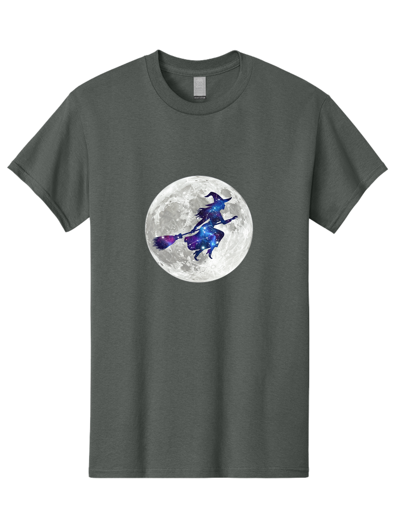 Witch-Flying-On-Broomstick-3 Men'S Graphic Tee, 100% Cotton, Comfortable Casual Summer Wear, Machine Washable, Witch Flying On Broomstick, Full Moon, Galaxy Silhouette, Mystical Magic, Celestial Wonder, Night Sky, Halloween Theme, Bad922 3