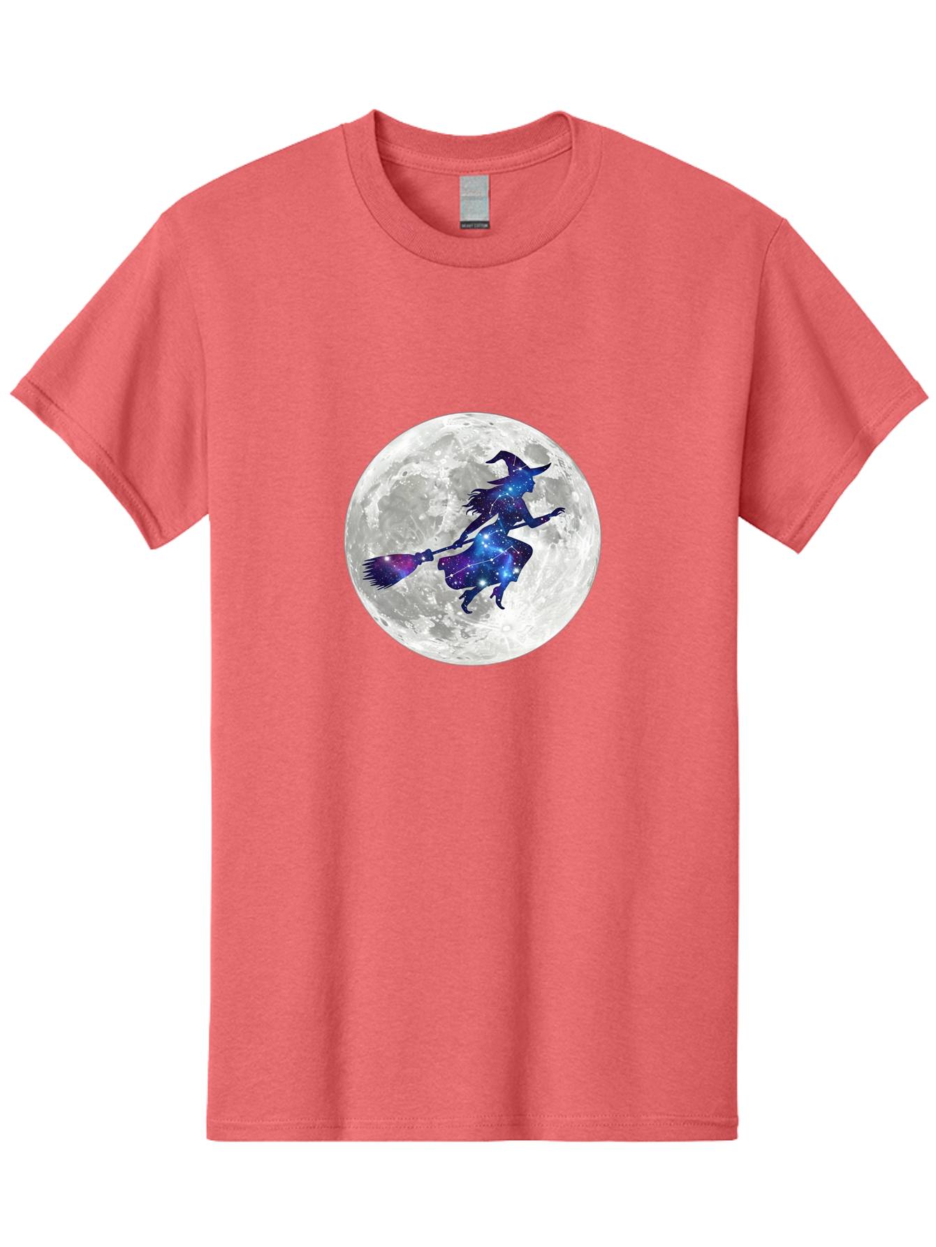 Witch-Flying-On-Broomstick-3 Men'S Graphic Tee, 100% Cotton, Comfortable Casual Summer Wear, Machine Washable, Witch Flying On Broomstick, Full Moon, Galaxy Silhouette, Mystical Magic, Celestial Wonder, Night Sky, Halloween Theme, Bad922 8