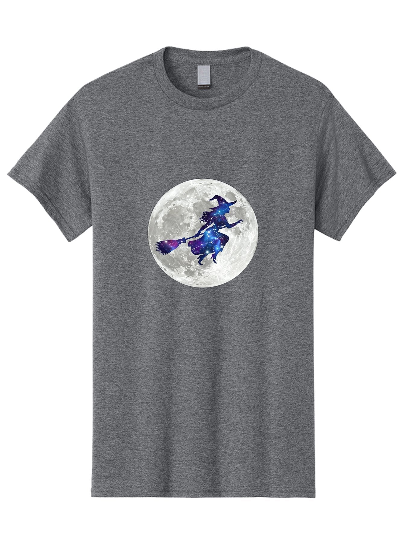 Witch-Flying-On-Broomstick-3 Men'S Graphic Tee, 100% Cotton, Comfortable Casual Summer Wear, Machine Washable, Witch Flying On Broomstick, Full Moon, Galaxy Silhouette, Mystical Magic, Celestial Wonder, Night Sky, Halloween Theme, Bad922 9