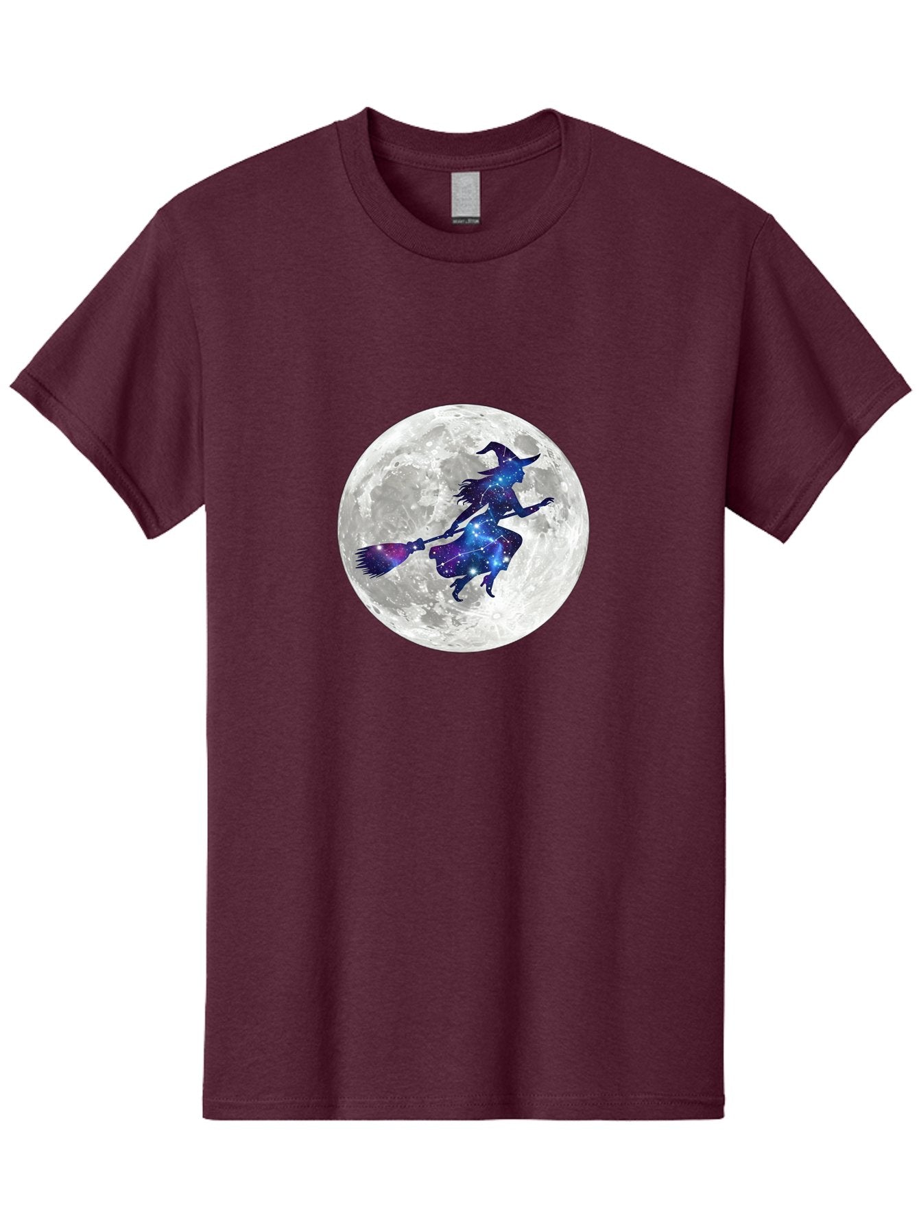 Witch-Flying-On-Broomstick-3 Men'S Graphic Tee, 100% Cotton, Comfortable Casual Summer Wear, Machine Washable, Witch Flying On Broomstick, Full Moon, Galaxy Silhouette, Mystical Magic, Celestial Wonder, Night Sky, Halloween Theme, Bad922 11